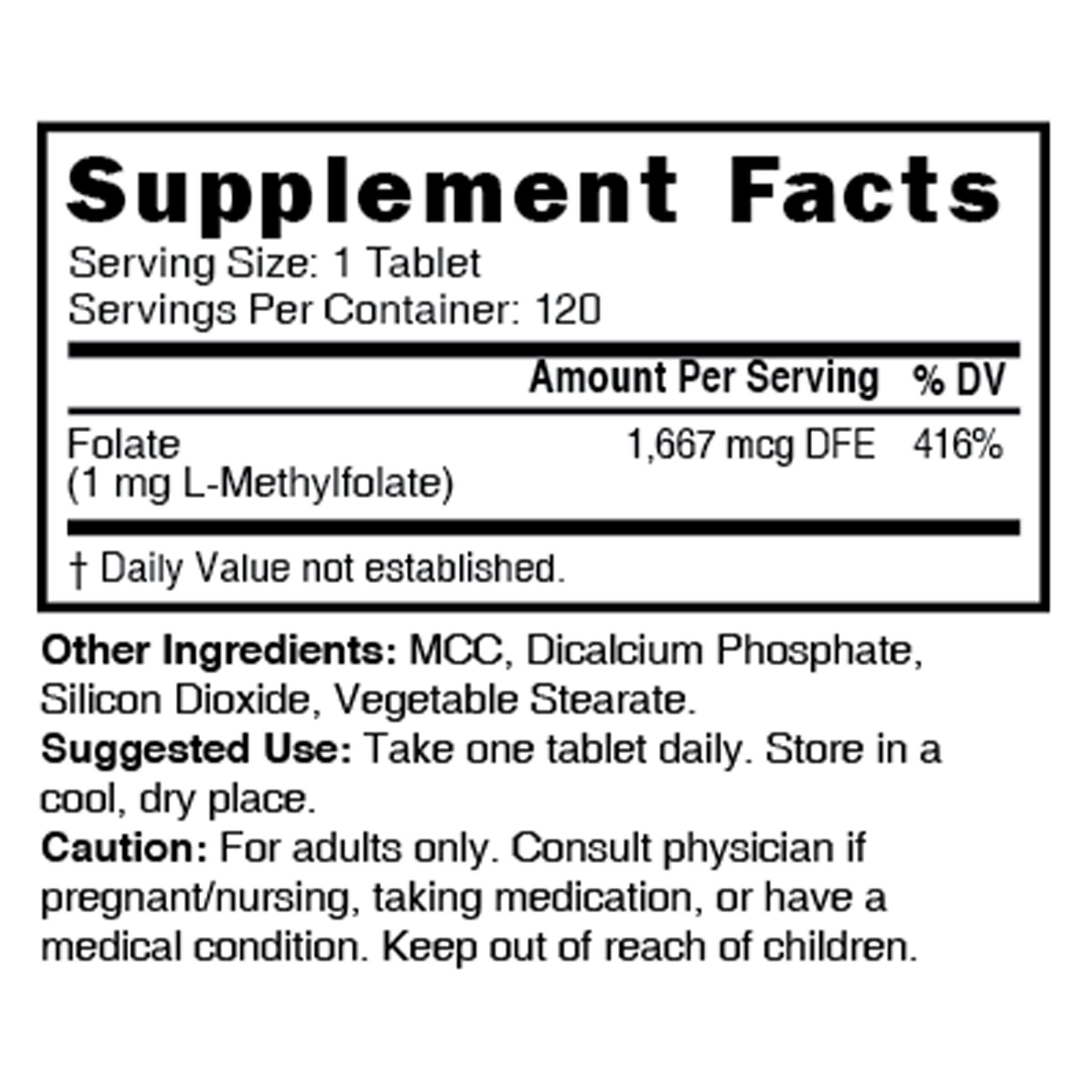 Methylfolate 1mg (120 Servings)