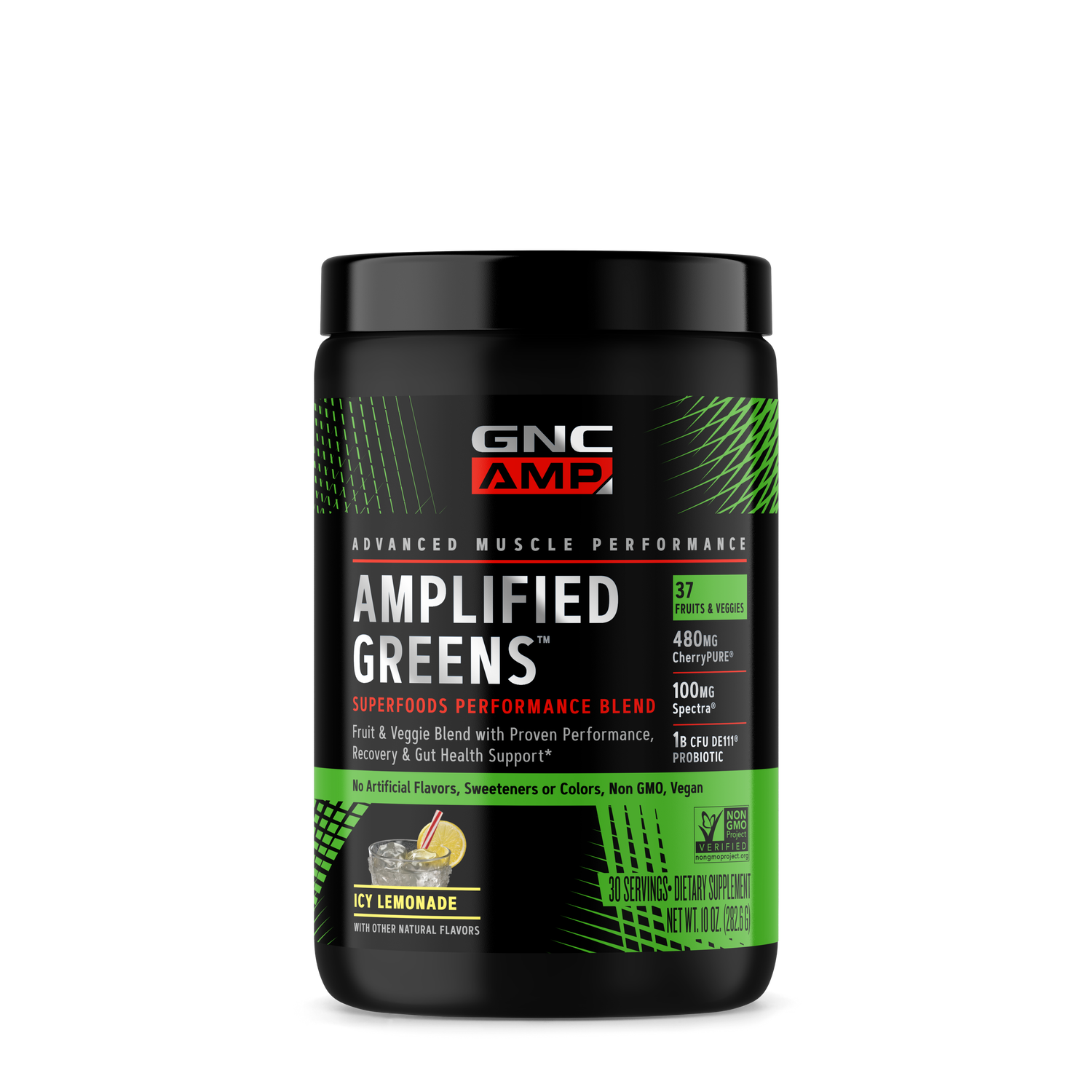 GNC AMP Amplified Greens Superfoods Performance Blend Healthy - Icy Lemonade Healthy - 10 Oz. (30 Servings)