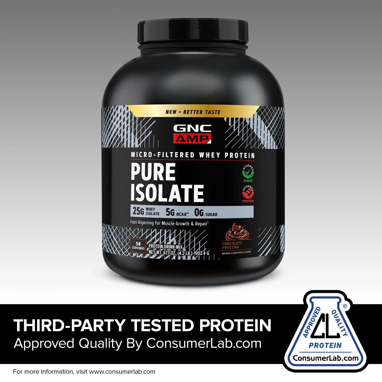 GNC AMP - Micro-Filtered Whey Protein Pure Isolate - Chocolate Frosting (58 Servings)