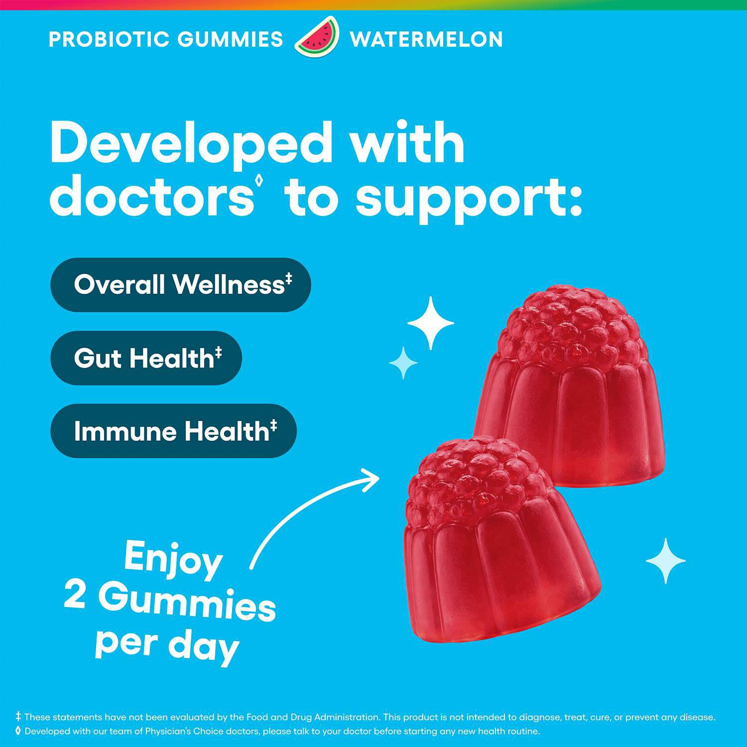 Probiotic Gummies - Watermelon - 60 Gummies (30 Servings)