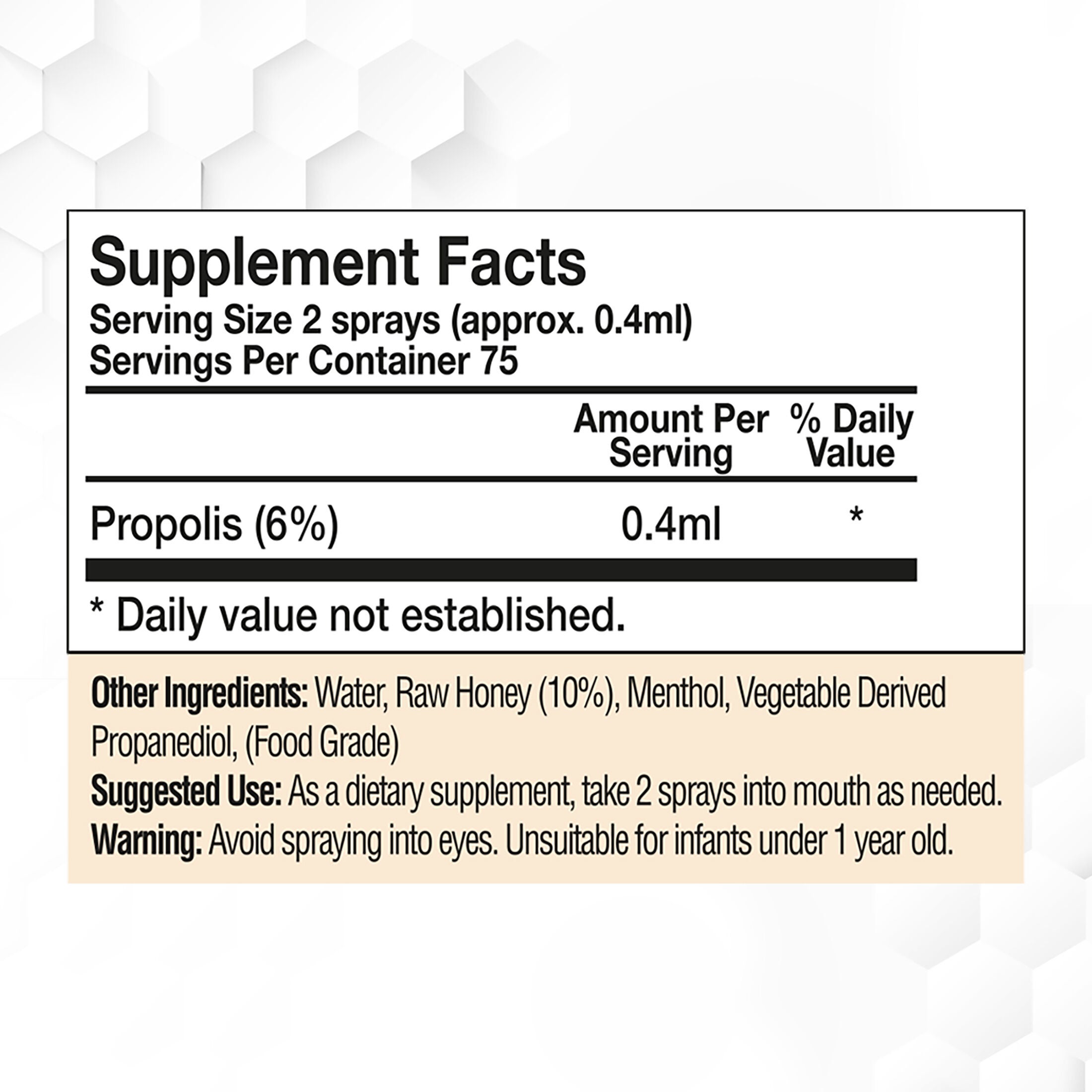 Propolis Raw Honey Throat Spray: 6% Pure Propolis - 1 oz. (75 Servings)  | GNC