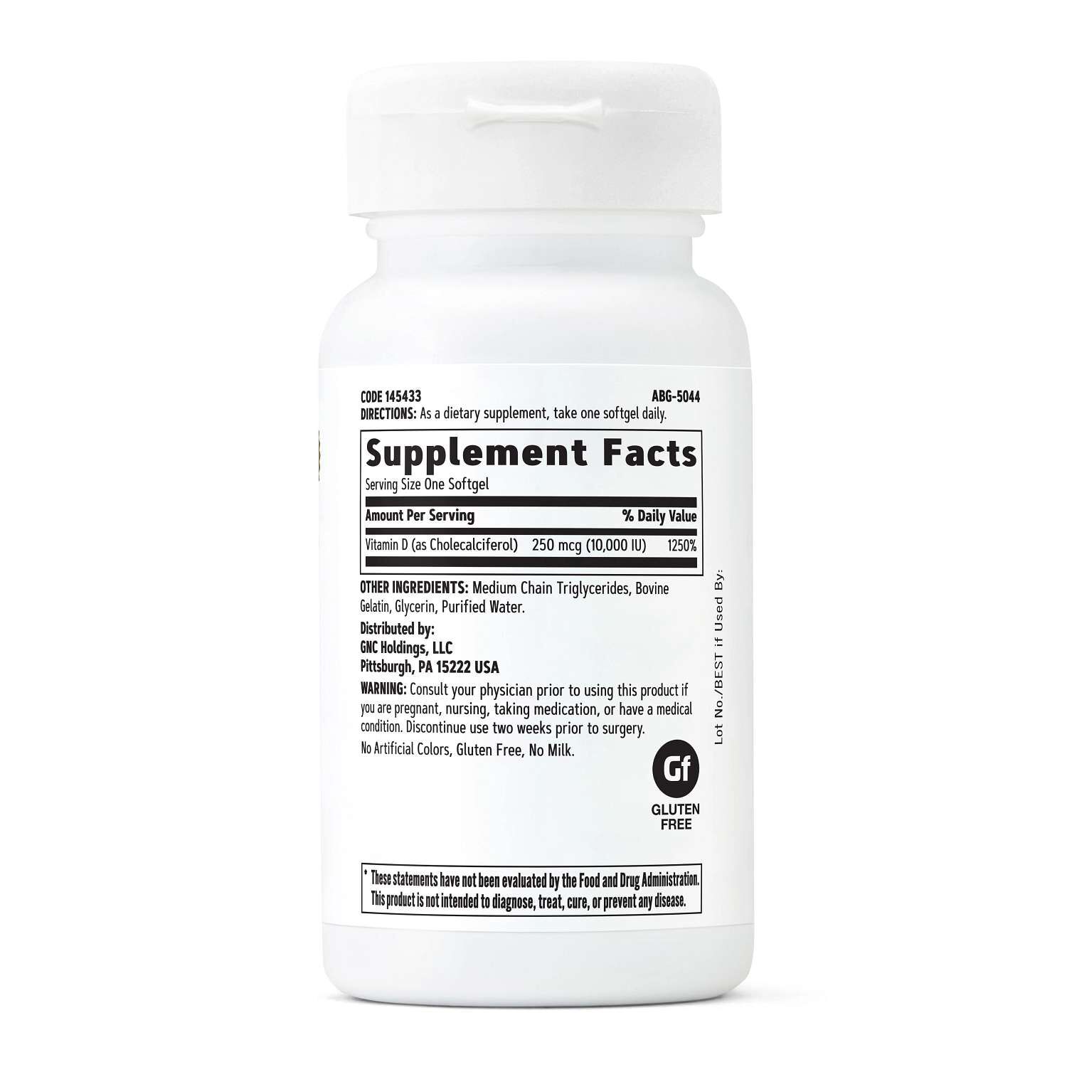 Vitamin D-3 - 250mcg (10,000 IU) - 90 Softgels (90 Servings)  | GNC