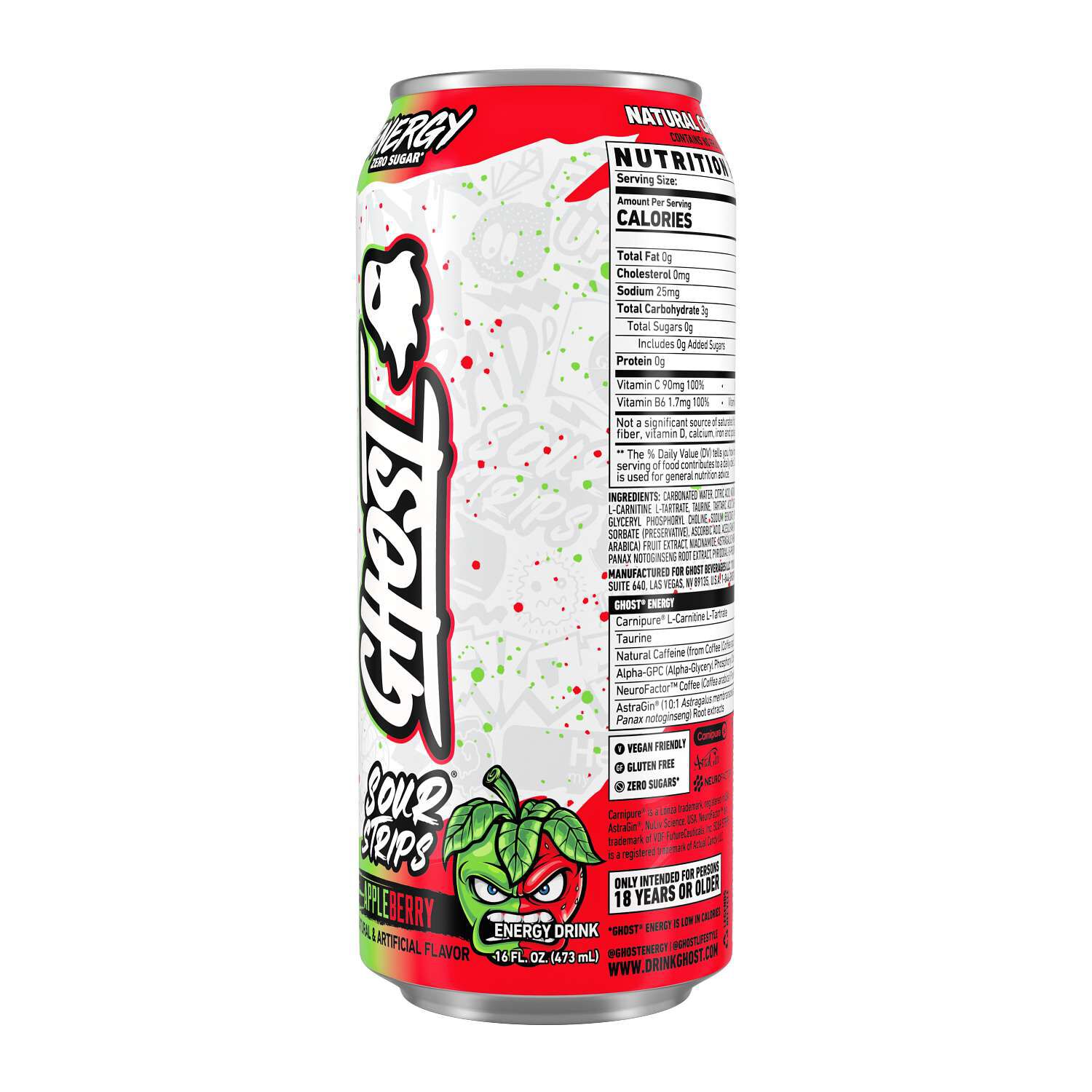 Energy Drink - Sour Strips Appleberry - 16oz. (12 Cans)
