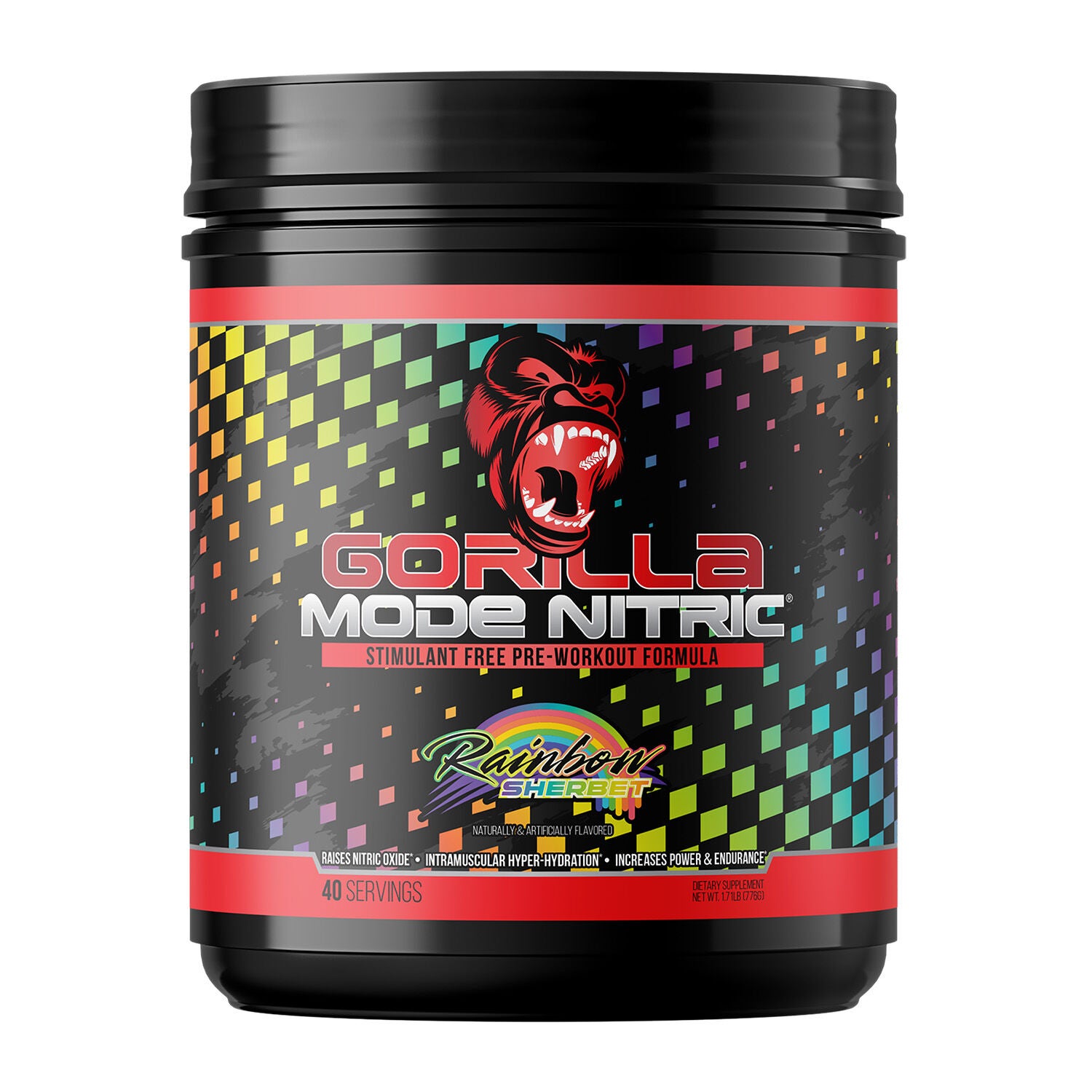 Gorilla Mode Nitric Stim Free Pre-Workout Formula - Rainbow Sherbet (40 Servings)  | GNC