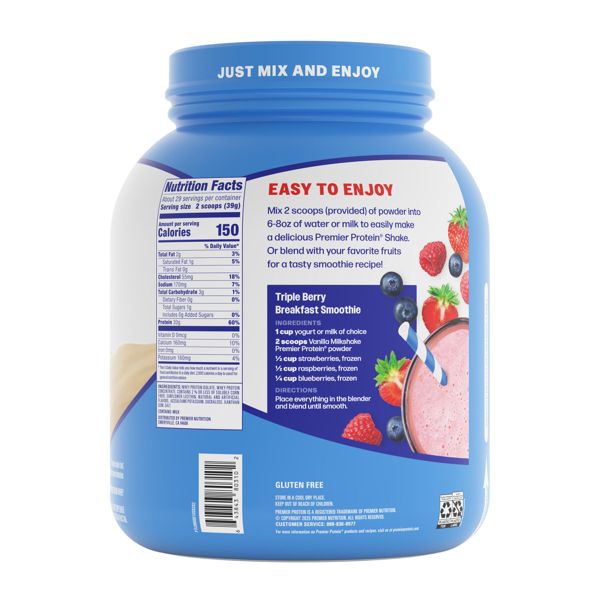 100% Whey Protein Powder - Vanilla (29 Servings)