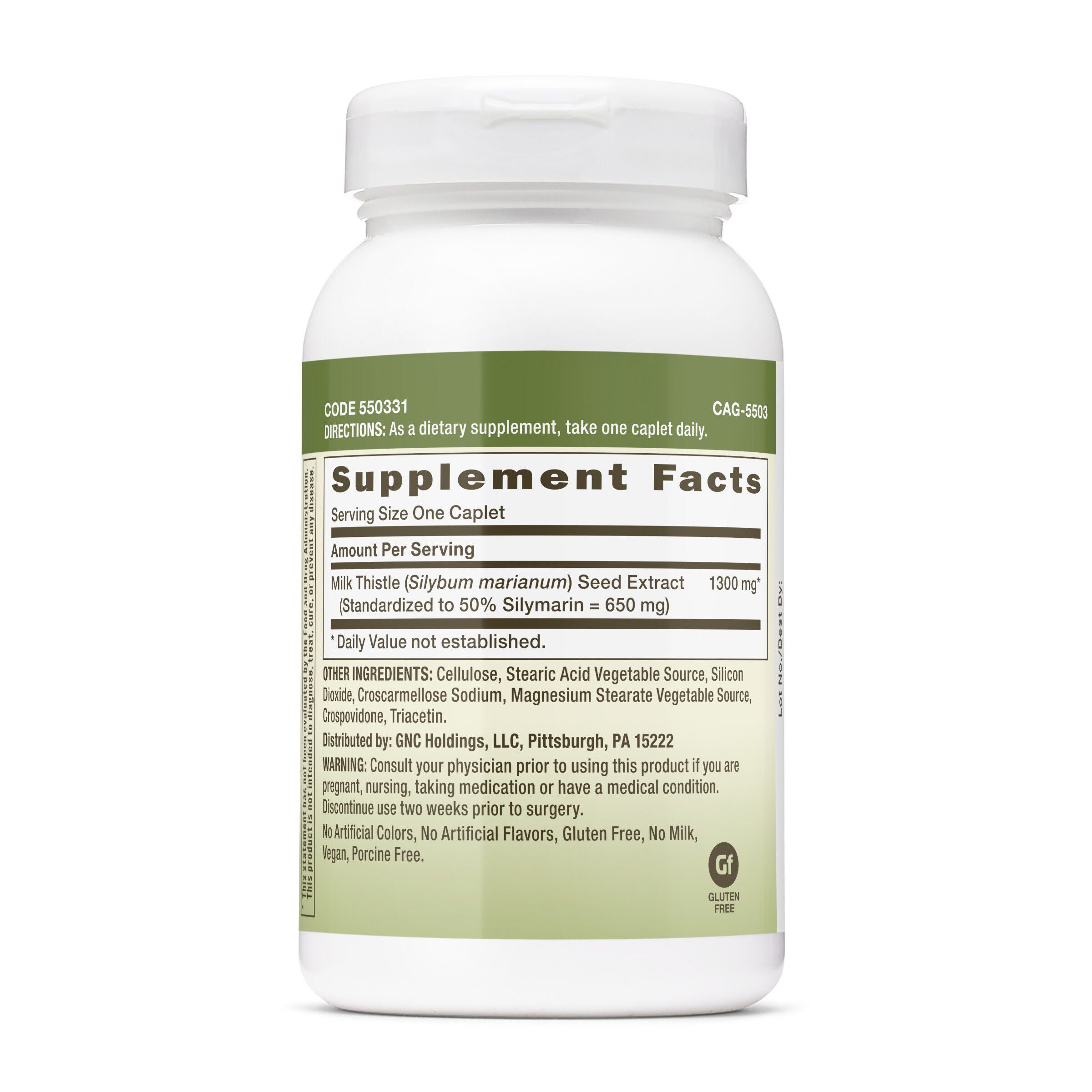 Milk Thistle Extra Strength 1300mg - 120 Caplets (120 Servings)