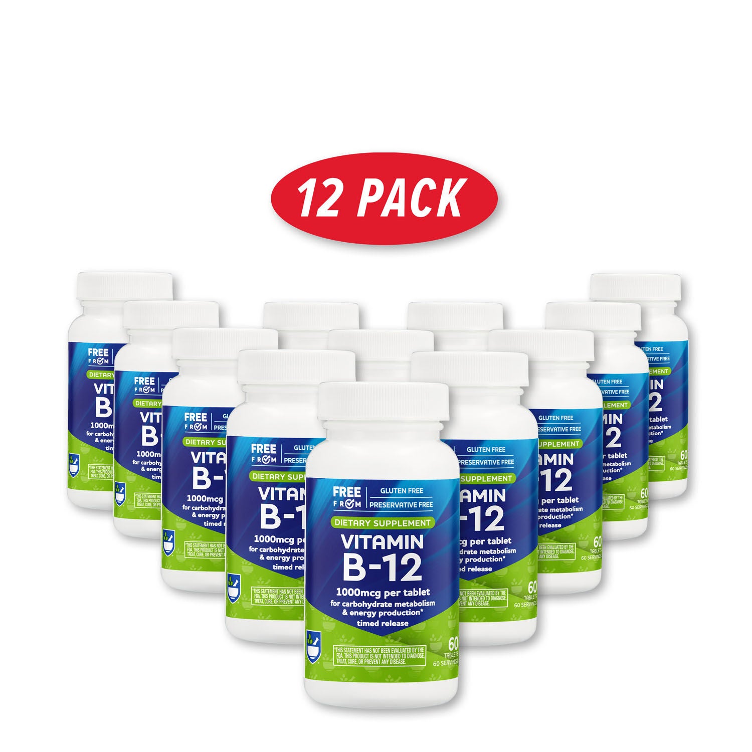 Vitamin B12 1000mcg 60 Tablets (60 Servings), 12 Packs GNC