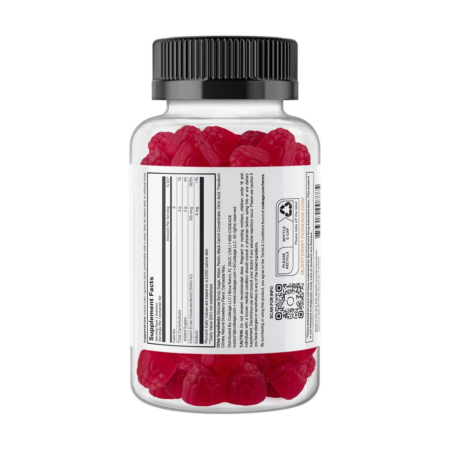 Vitamin D3 5000 IU - Strawberry - 60 Gummies (30 Servings)  | GNC