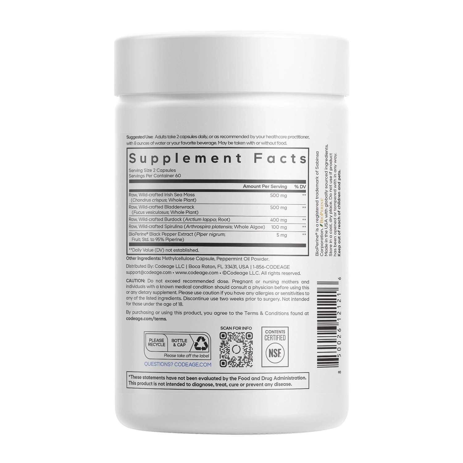 Wildcrafted Sea Moss - 120 Capsules (60 Servings)  | GNC