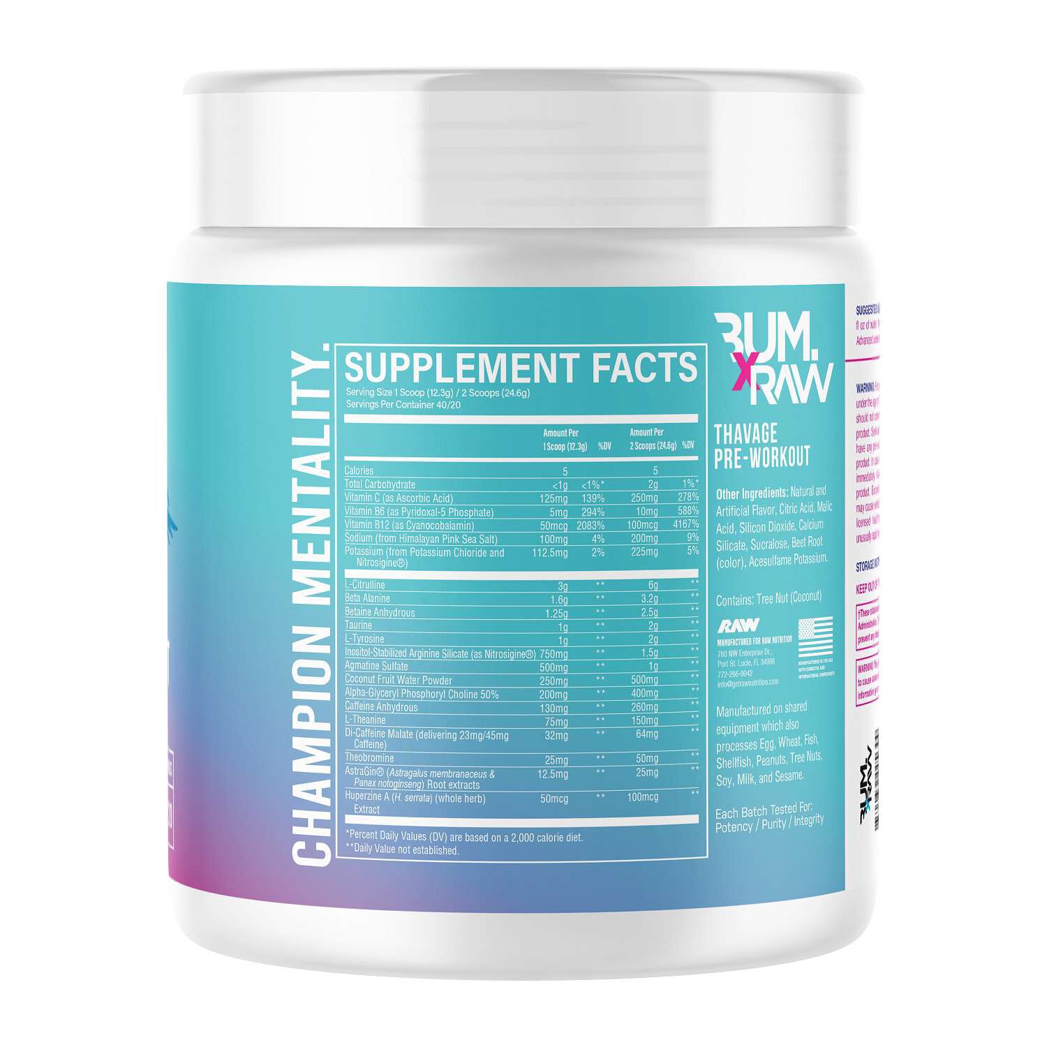 Thavage Pre-Workout - Cotton Candy Grape (40 Servings)