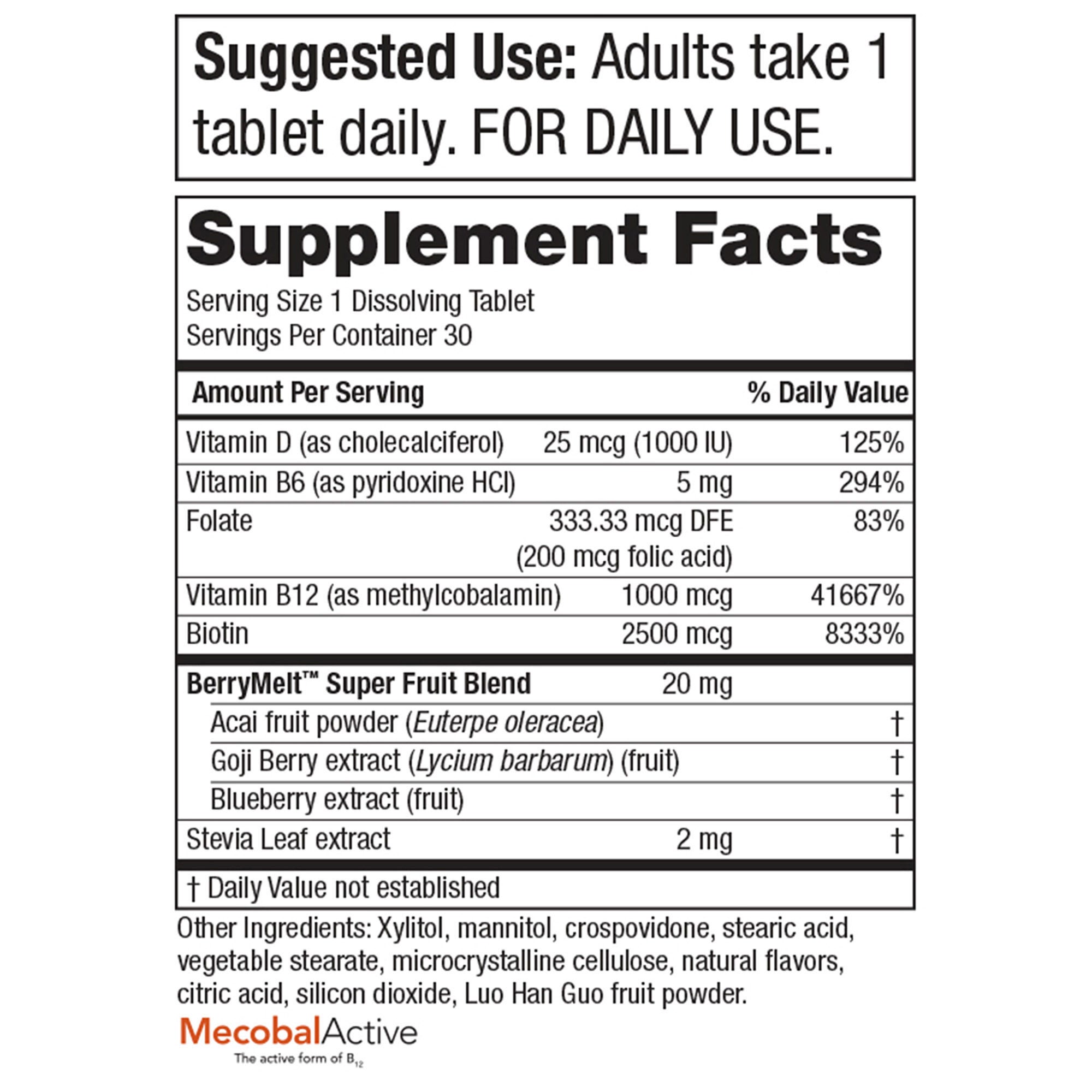 Hair, Skin, & Nails Melt - 30 Tablets (30 Servings)