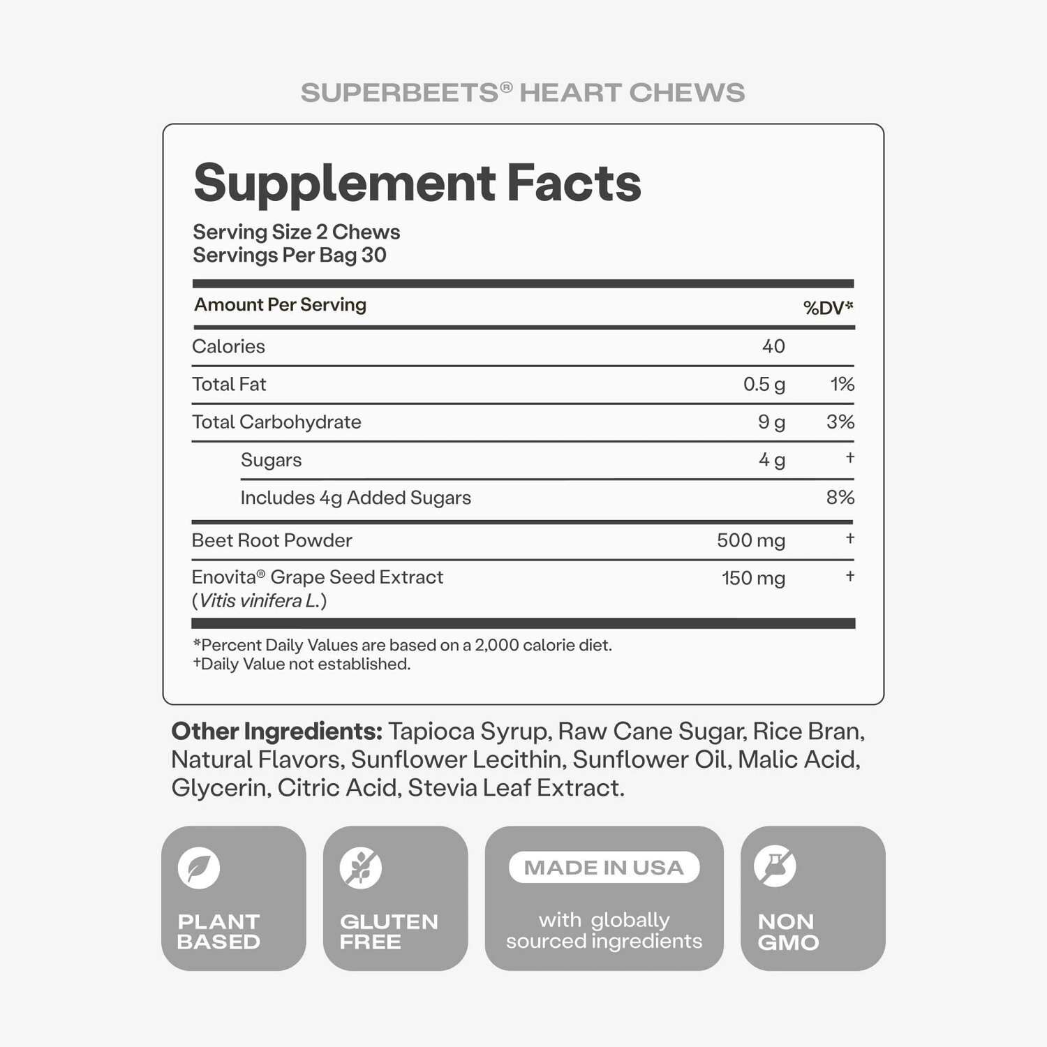 SuperBeets&reg; Heart Chews - Pomegranate Berry - 60 Chews (30 Servings)  | GNC