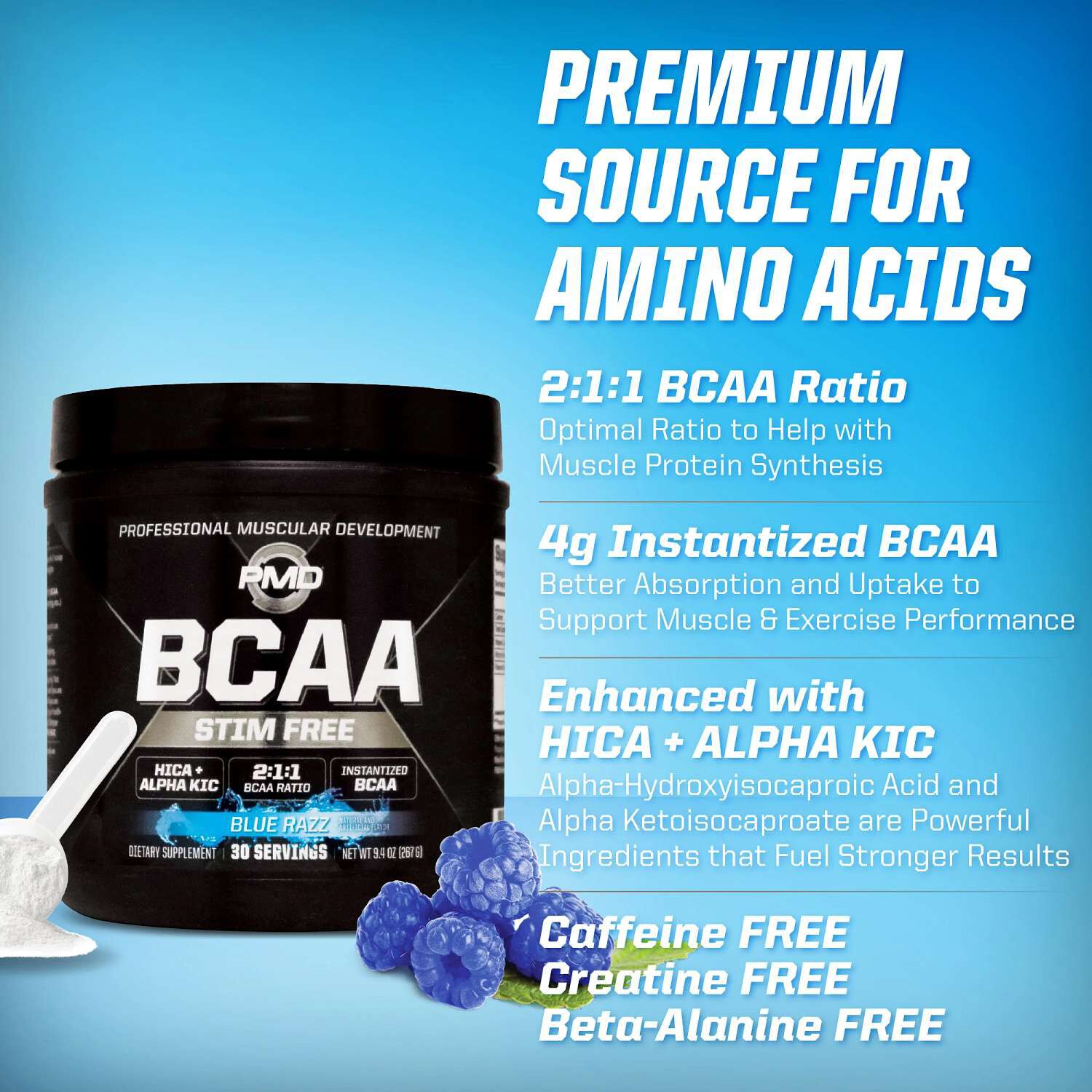 BCAA Stim Free - Blue Razz (30 Servings)