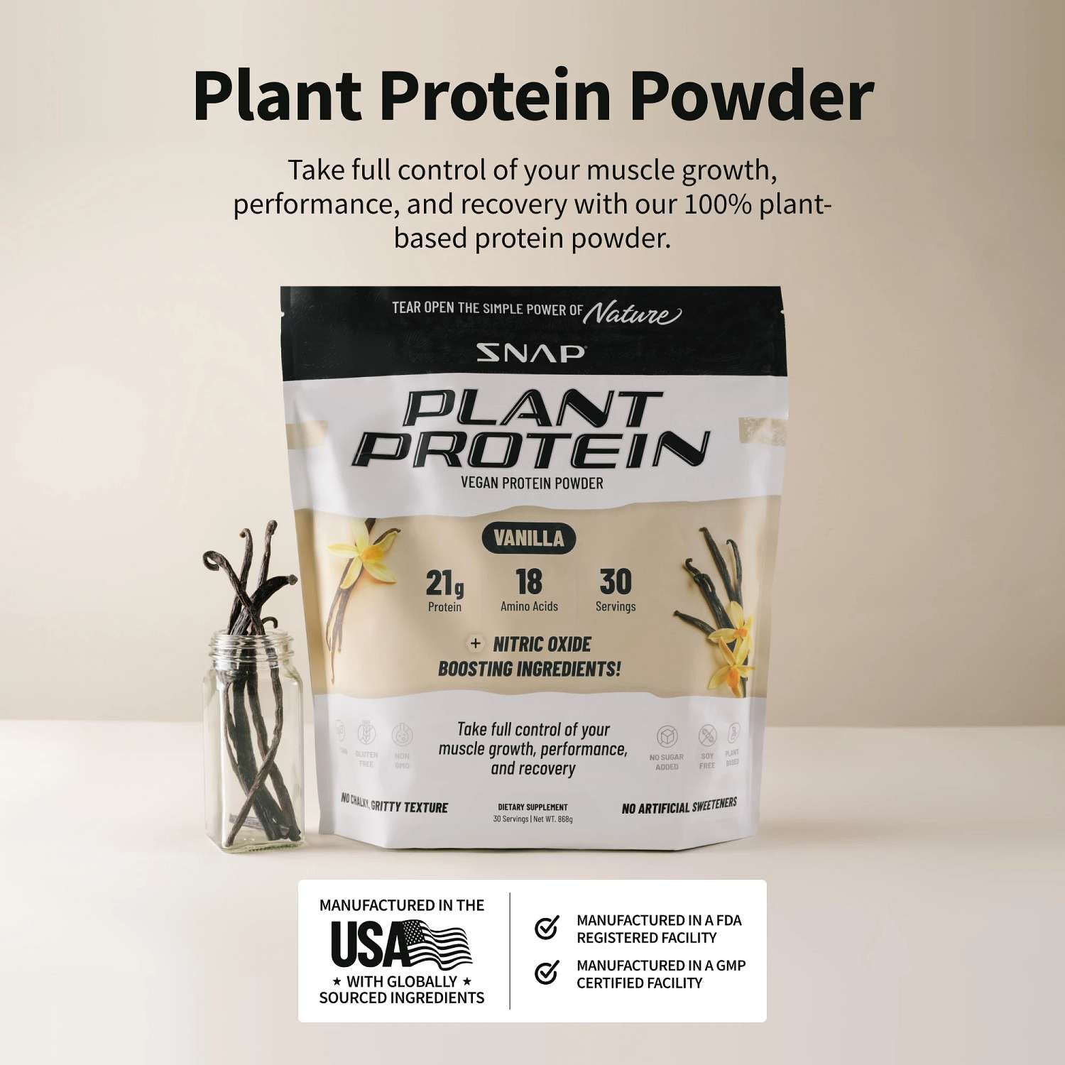 Plant Based Vegan Protein Powder - Vanilla (30 Servings) Vanilla | GNC