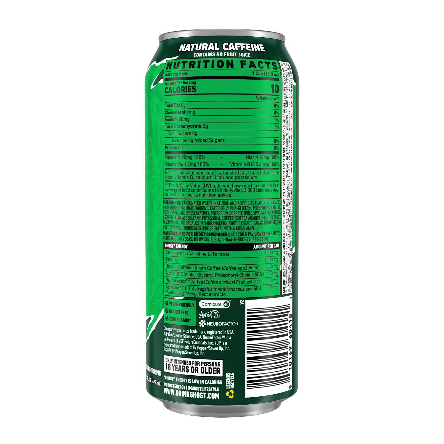 Energy Drink - 7UP Lemon Lime - 16oz. (12 Cans)