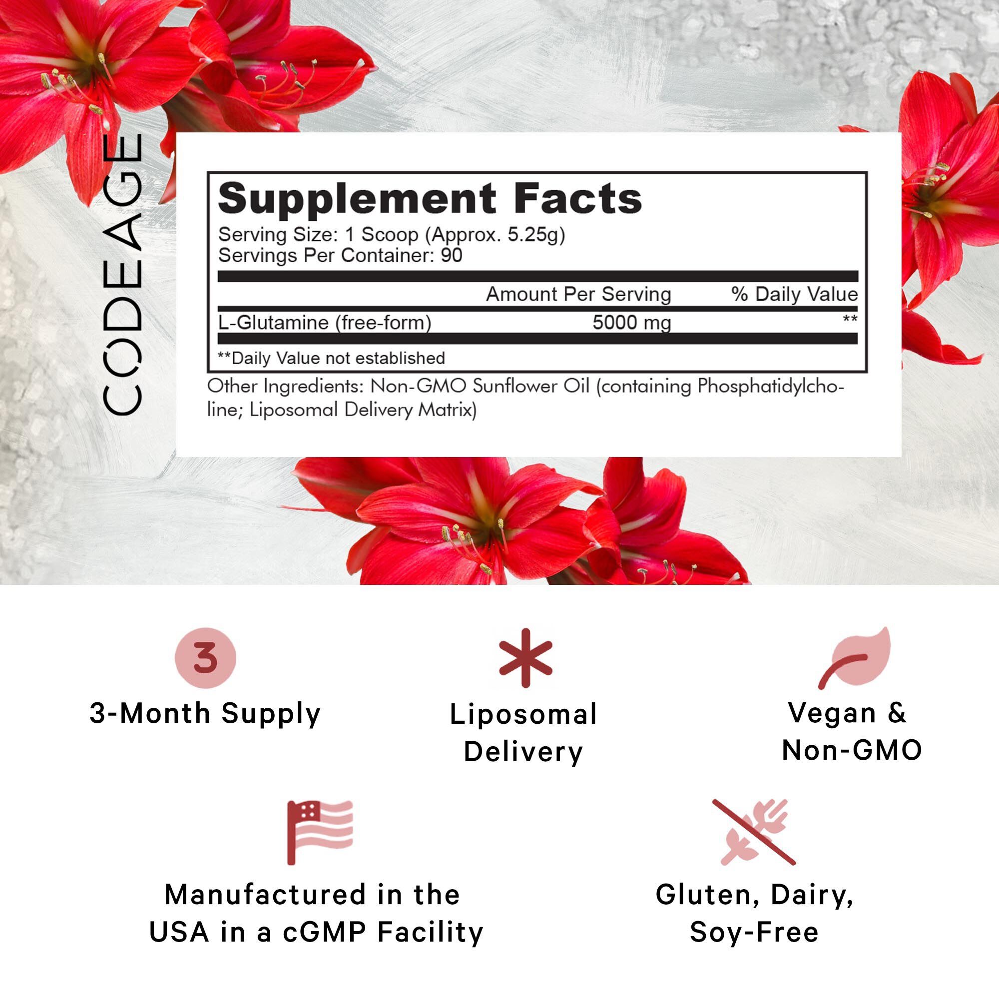 Liposomal L-Glutamine Powder - Unflavored (90 Servings)  | GNC