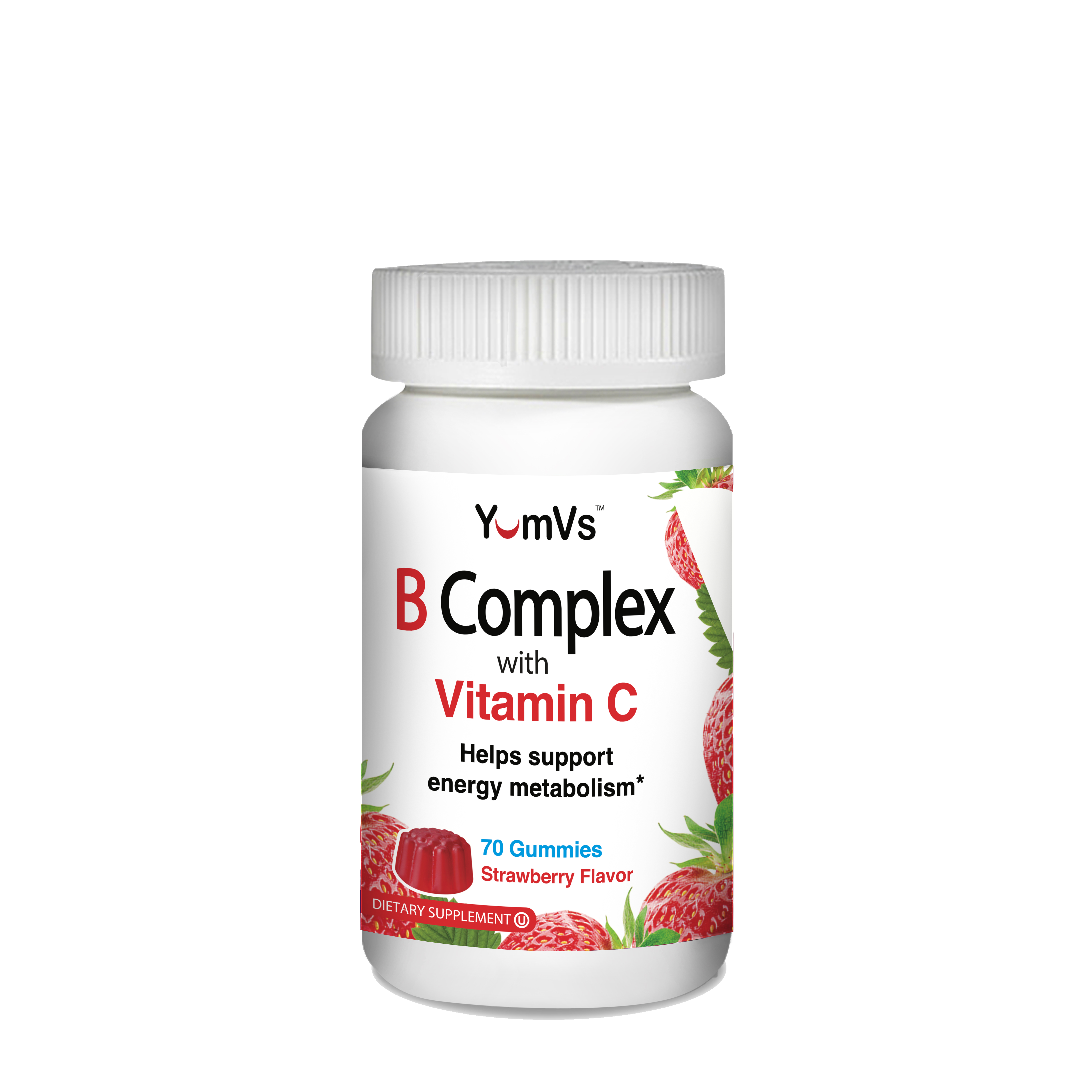 YumVs B Complex with Vitamin C Gummies - Strawberry 70 (70 Servings)