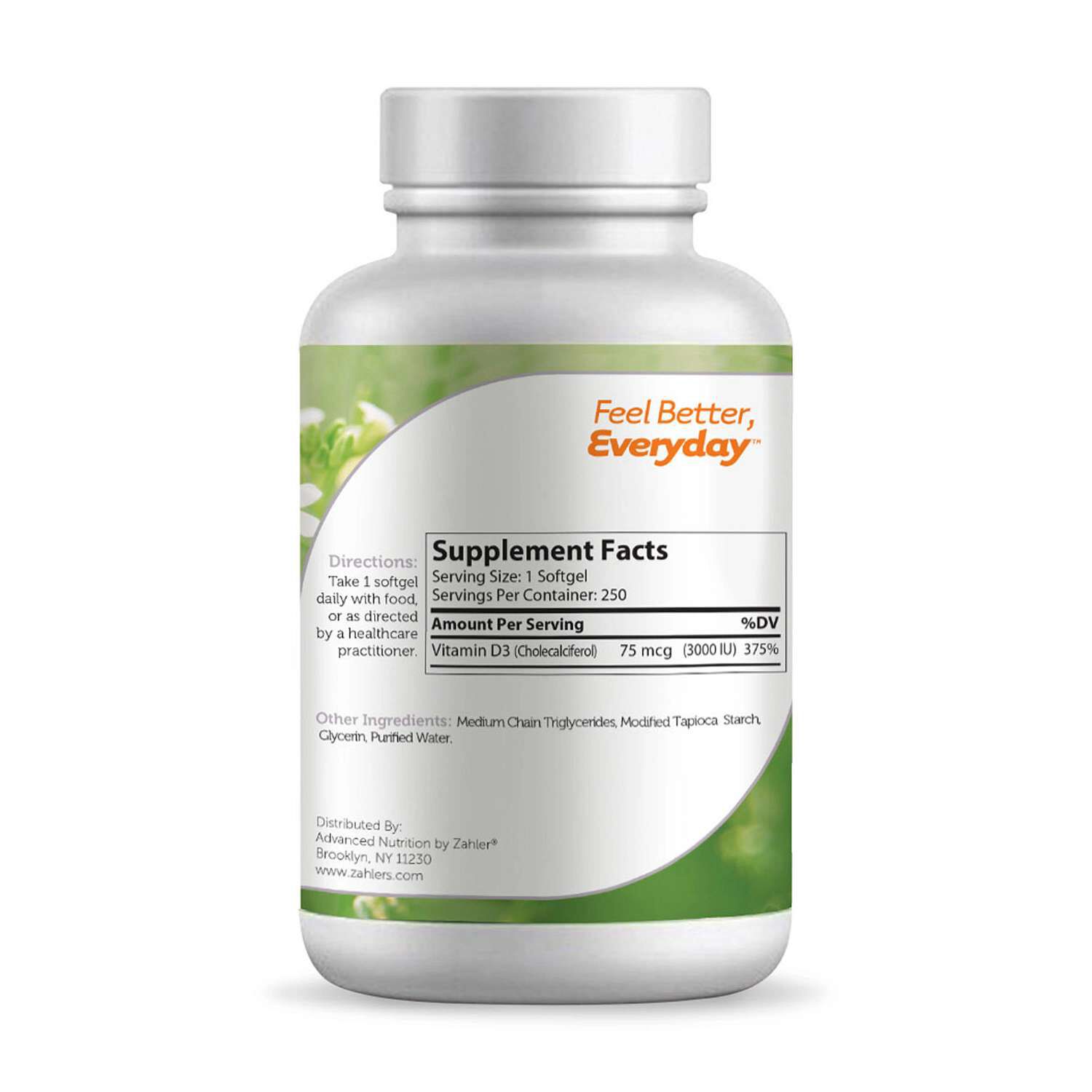 Vitamin D3 3000 IU - 250 Softgels (250 Servings)  | GNC