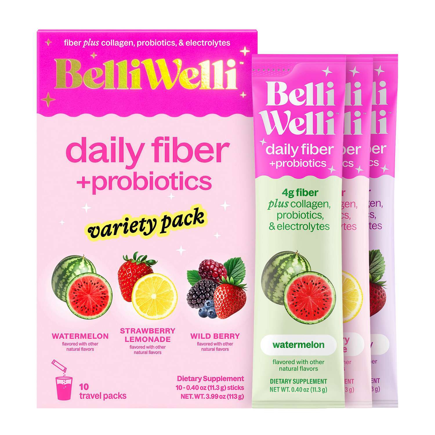 Daily Fiber + Probiotics Variety Pack - 10 Sticks (10 Servings) | GNC