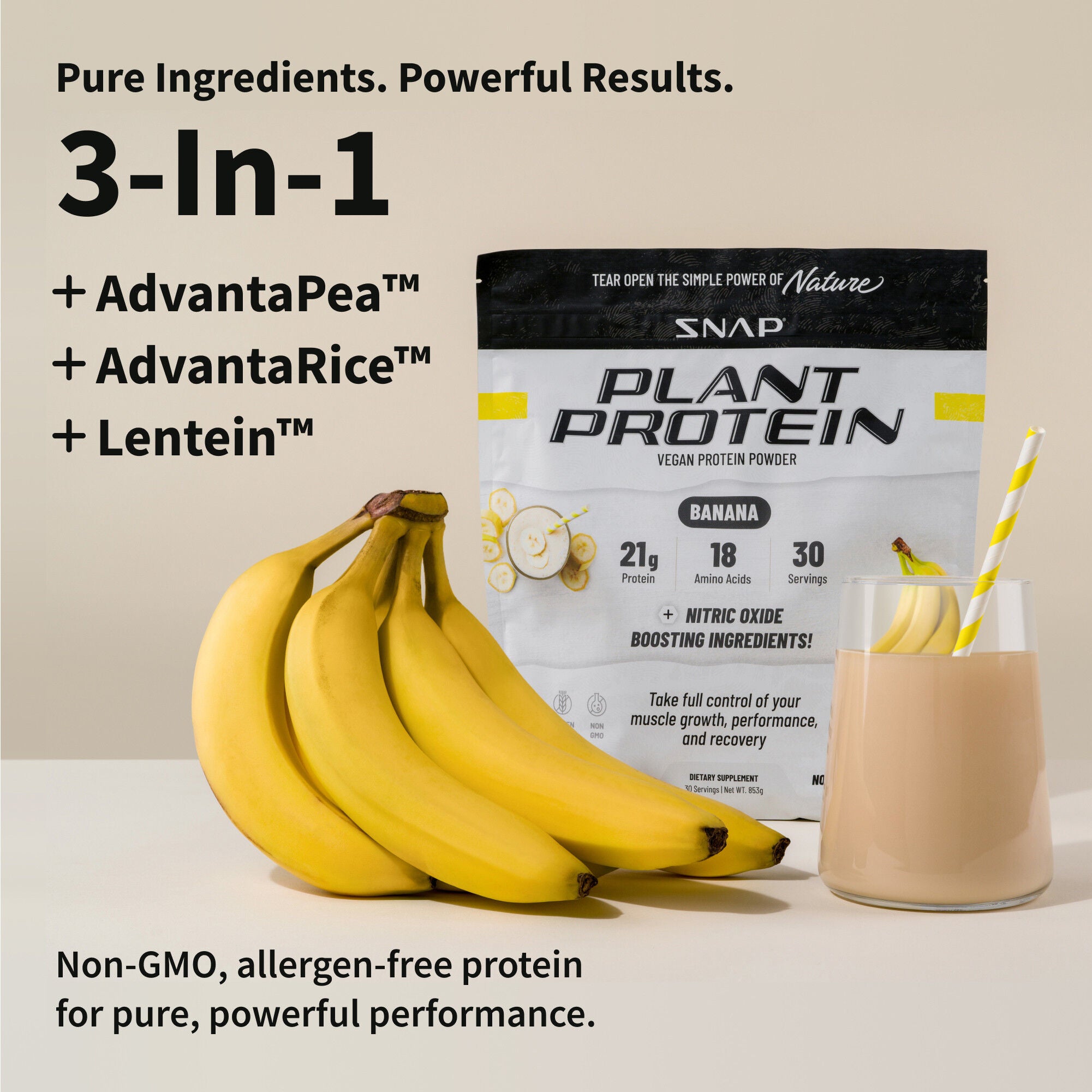 Plant Based Vegan Protein Powder - Banana (30 Servings) Banana | GNC