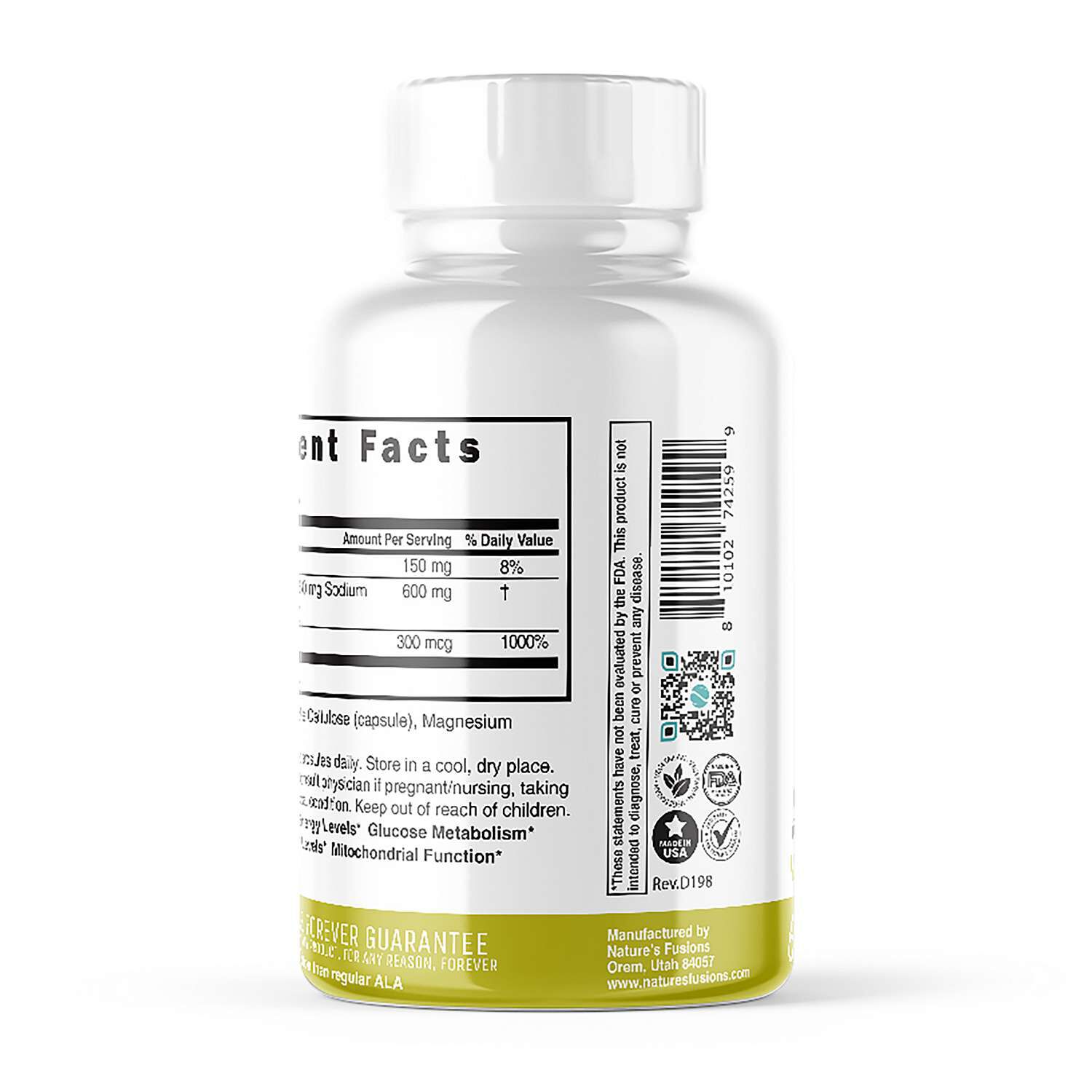 Nature's Fusions - R Lipoic Acid Plus 600mg - 60 Vegan Capsules | GNC