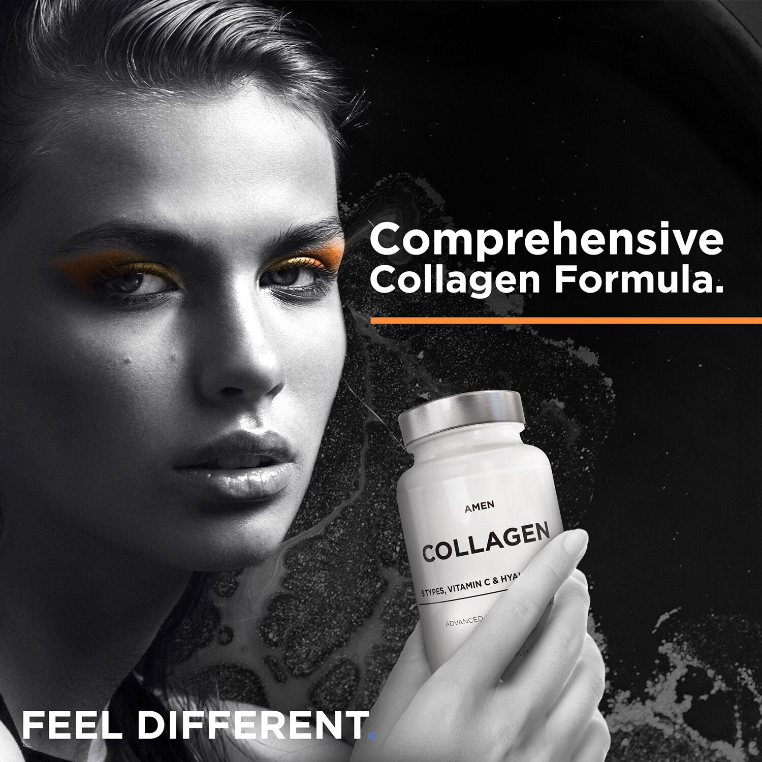 Amen Collagen Hydrolyzed Multi Collagen Peptides + Vitamin C - 90 Veggie Capsules (30 Servings)  | GNC