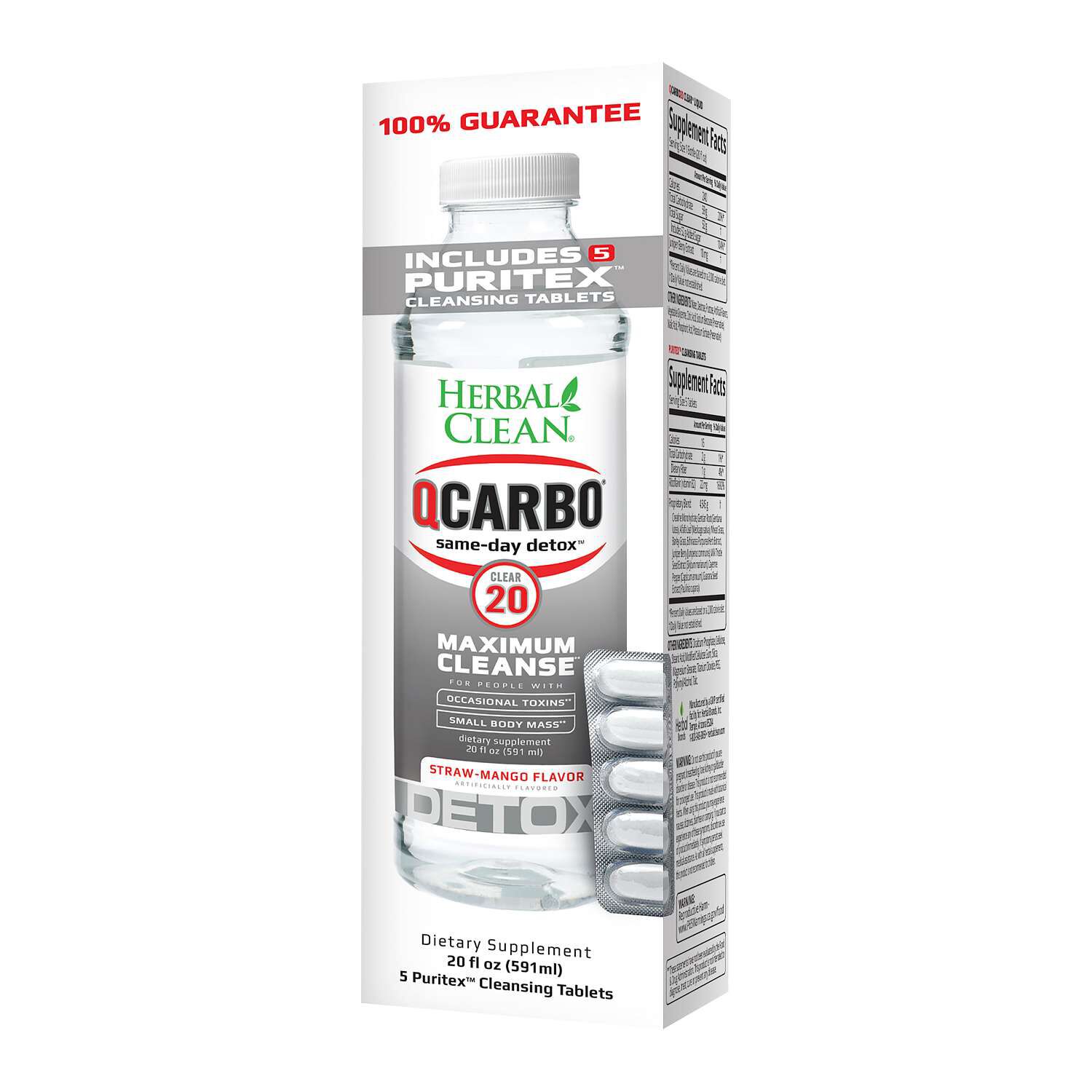 Herbal Clean® QCARBO20™ CLEAR - Strawberry-Mango | GNC