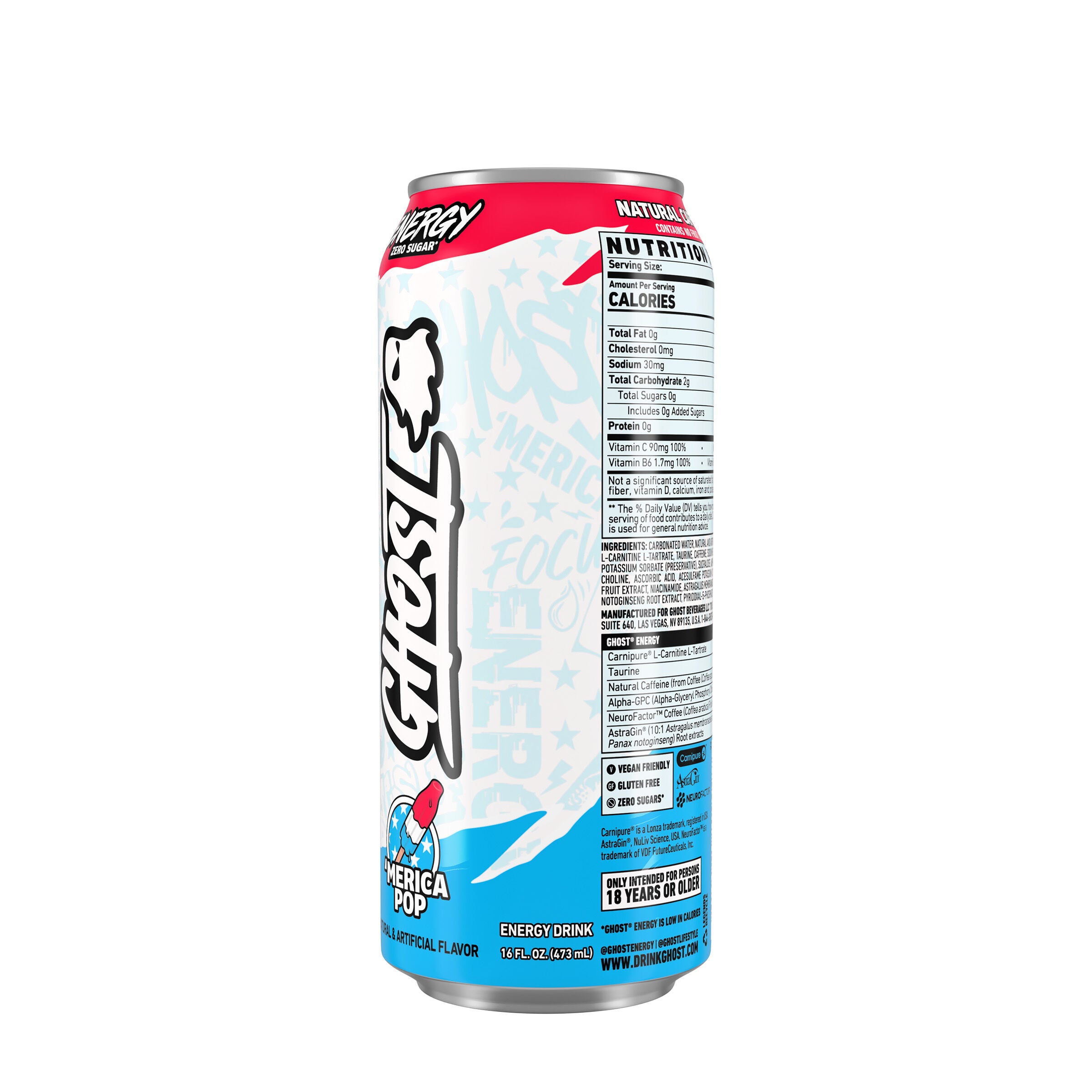 Energy Drink - 'Merica Pop - 16oz. (12 Cans) 'Merica Pop | GNC