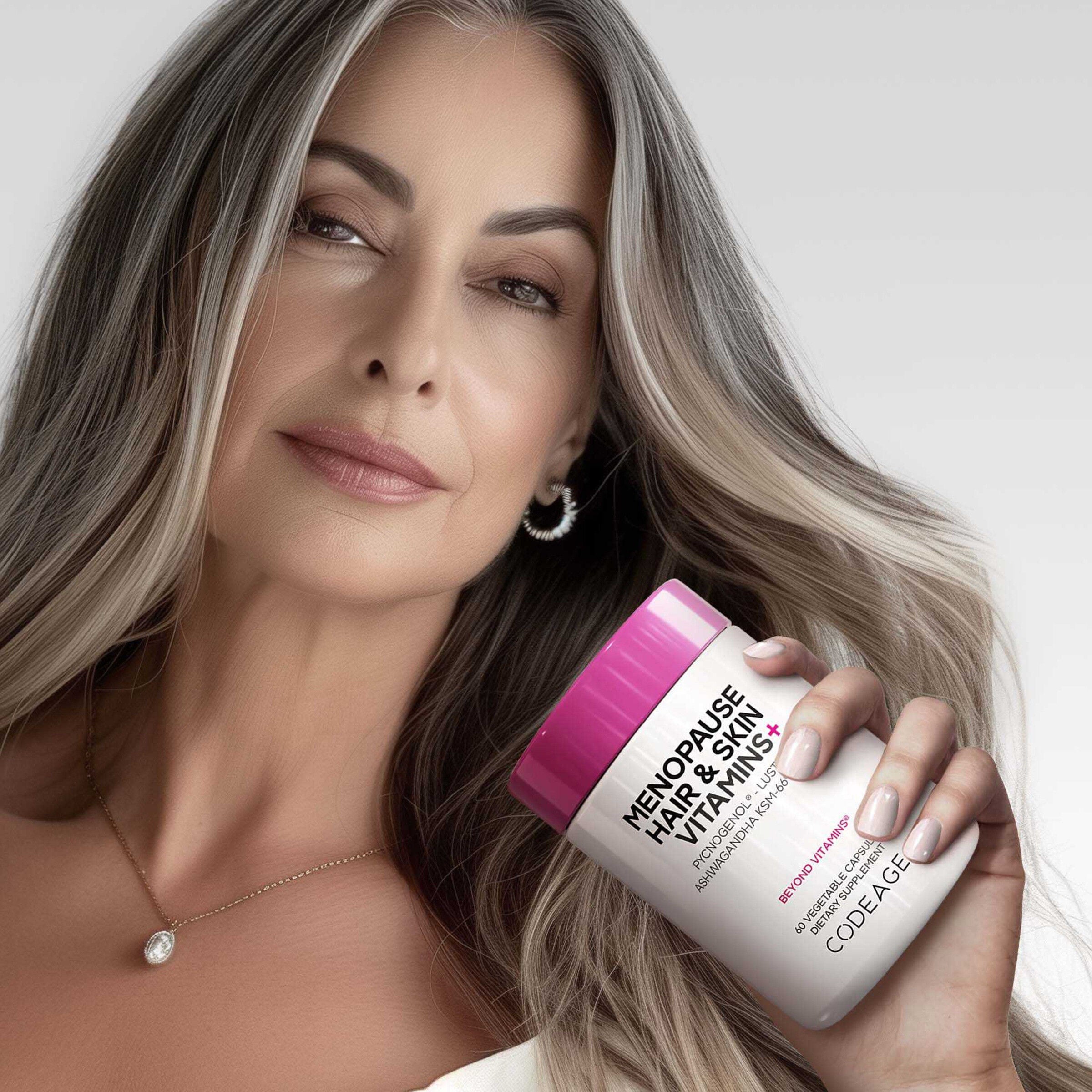 Menopause Hair &amp; Skin Vitamins+ - 60 Vegetable Capsules (30 Servings)  | GNC