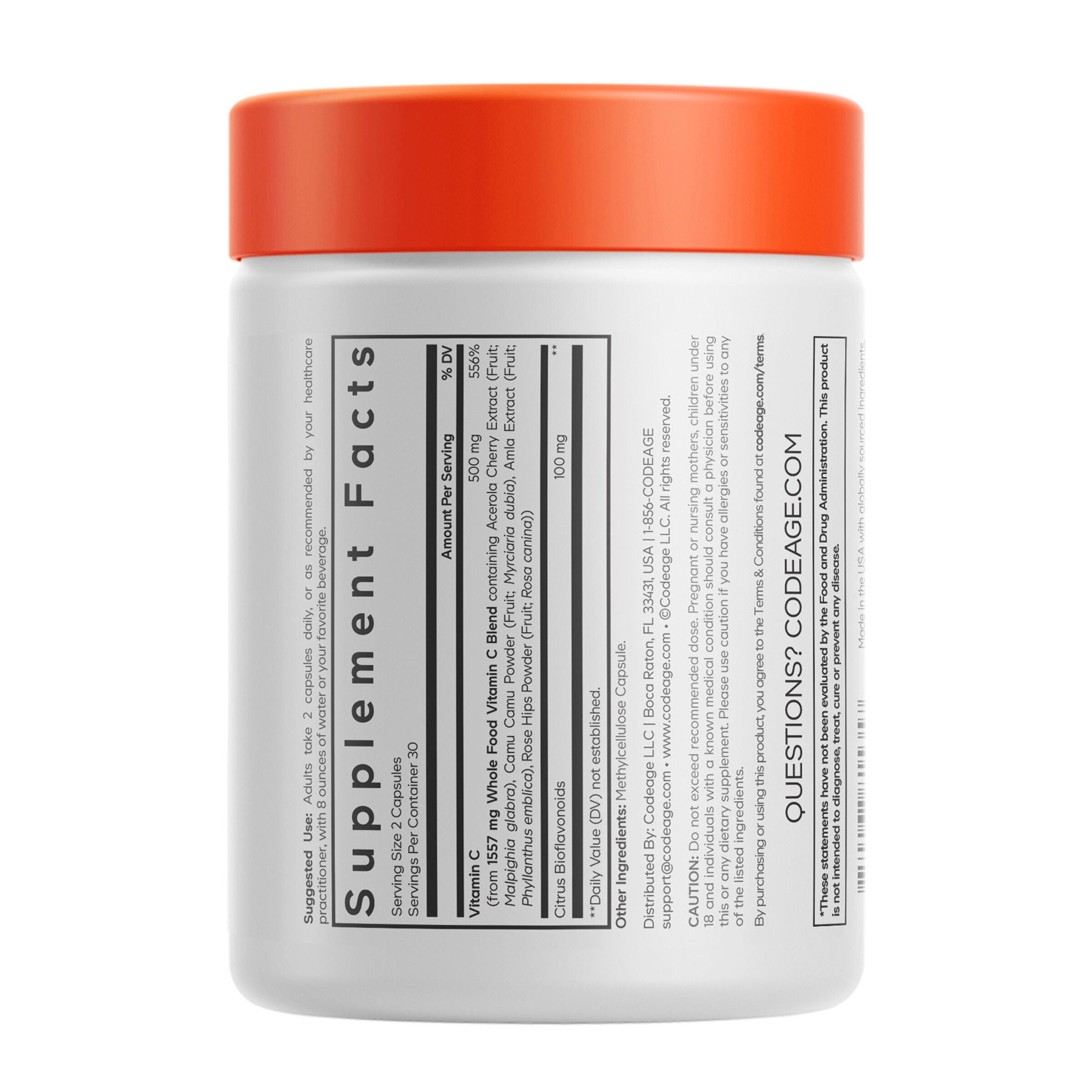 Whole Food Vitamin C - 60 Capsules (30 Servings)  | GNC