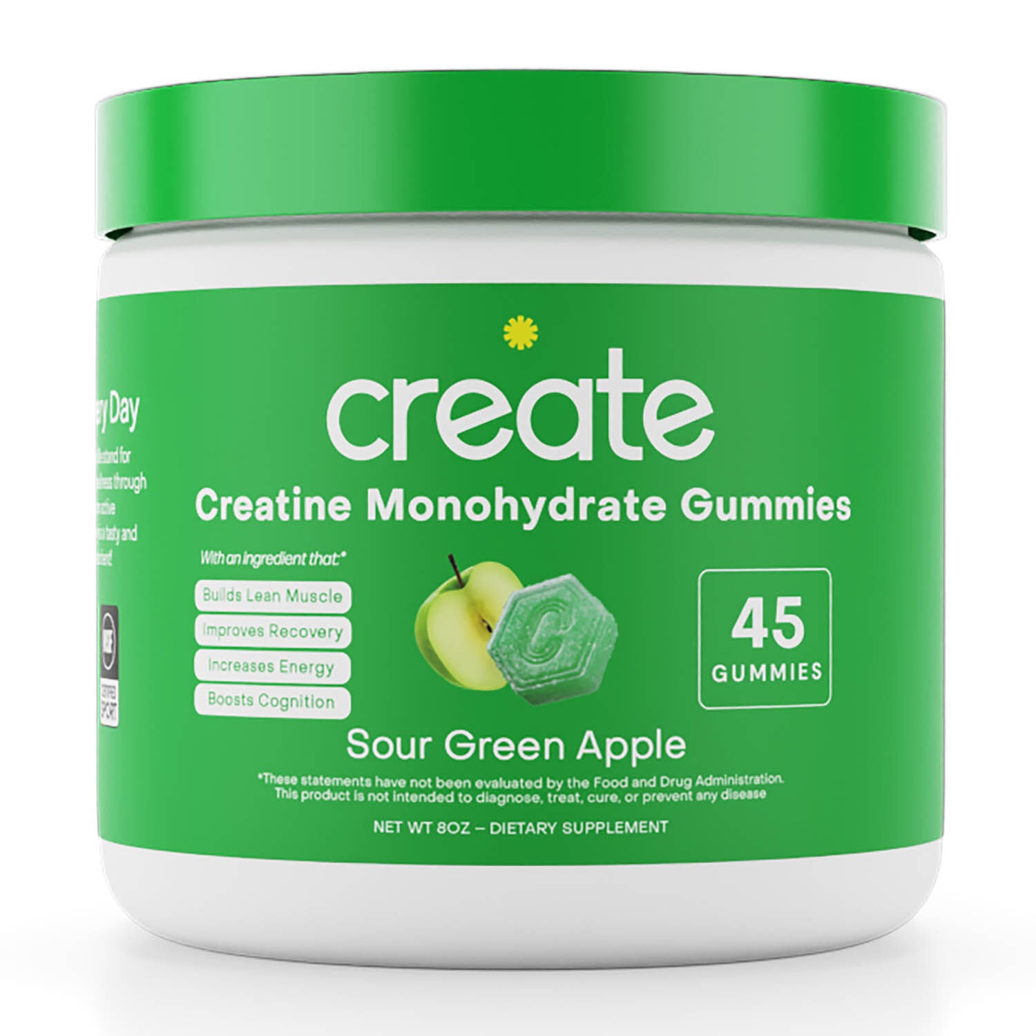 Creatine Monohydrate Gummies - Sour Green Apple - 45 Gummies (15 Servings)