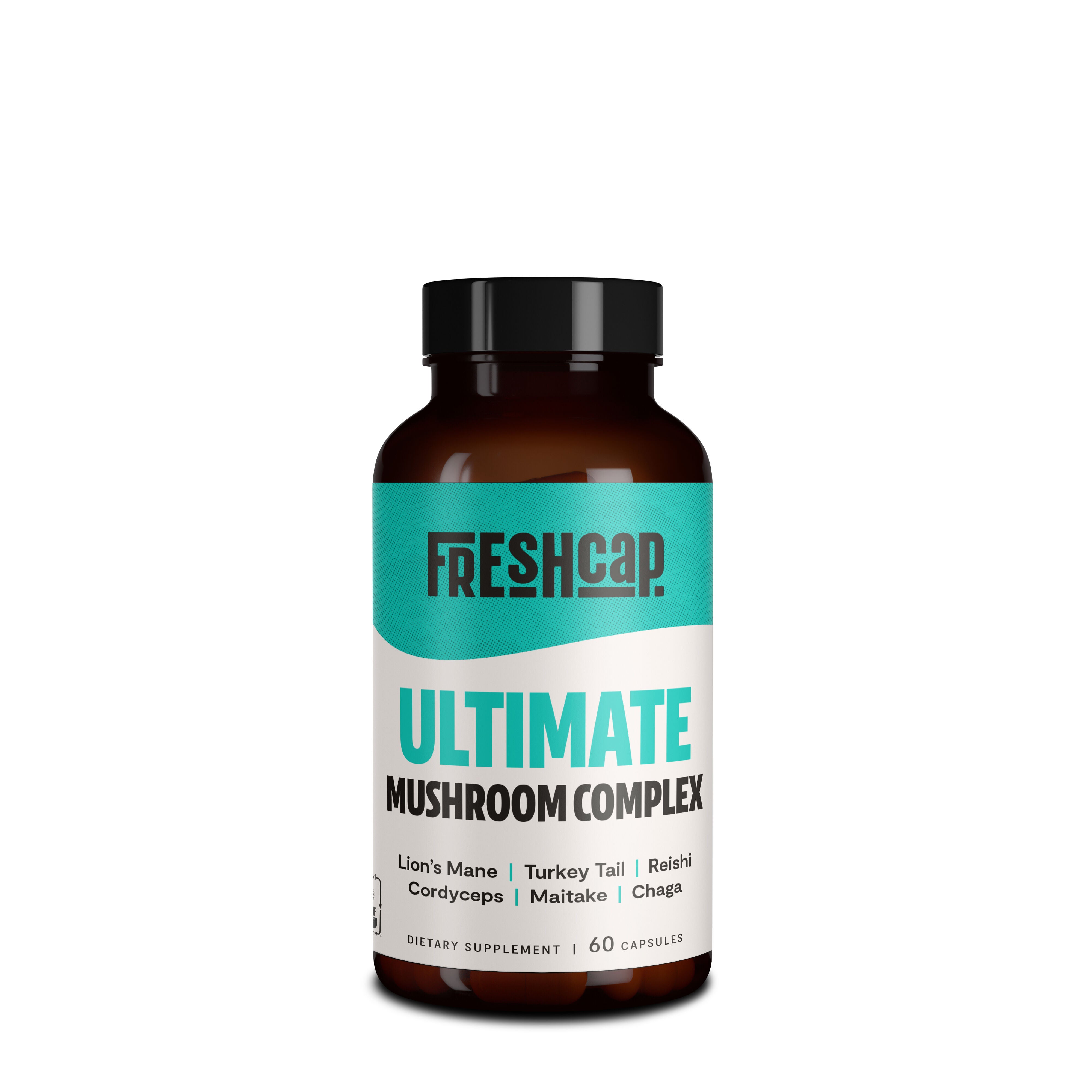 FreshCap Ultimate Mushroom Complex Ayurveda Lions Mane Reishi Cordyceps Chaga Turkey Tail Maitake Immune Support Nootropic Brain