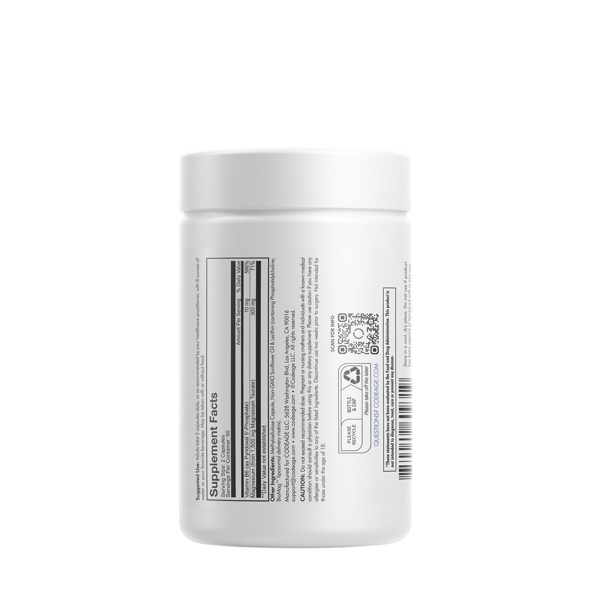 Liposomal Magnesium Taurate - 120 Vegetable Capsules (60 Servings)