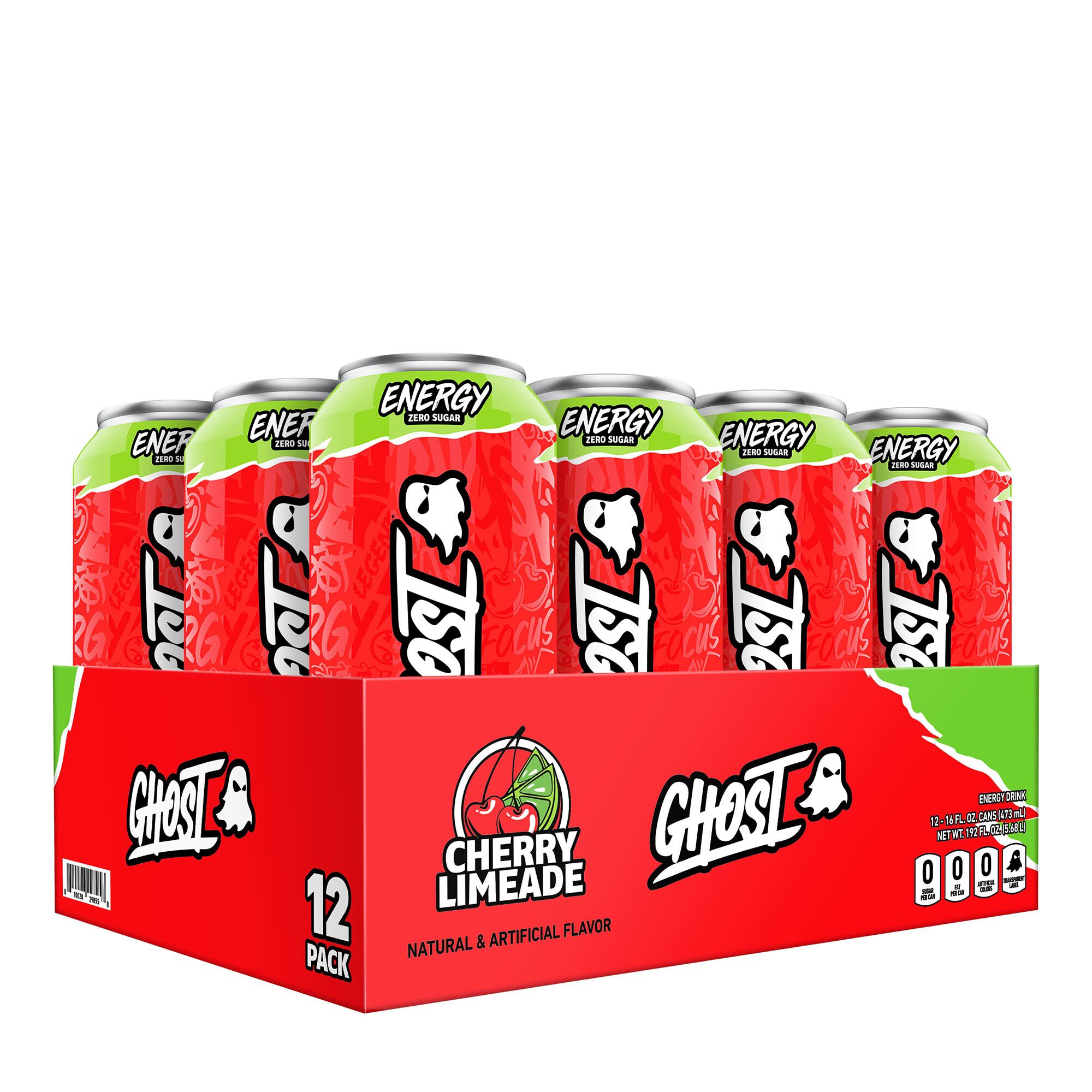 GHOST Energy Drink Vitamin B - Cherry Limeade 16Oz. (12 Cans) Zero Sugar