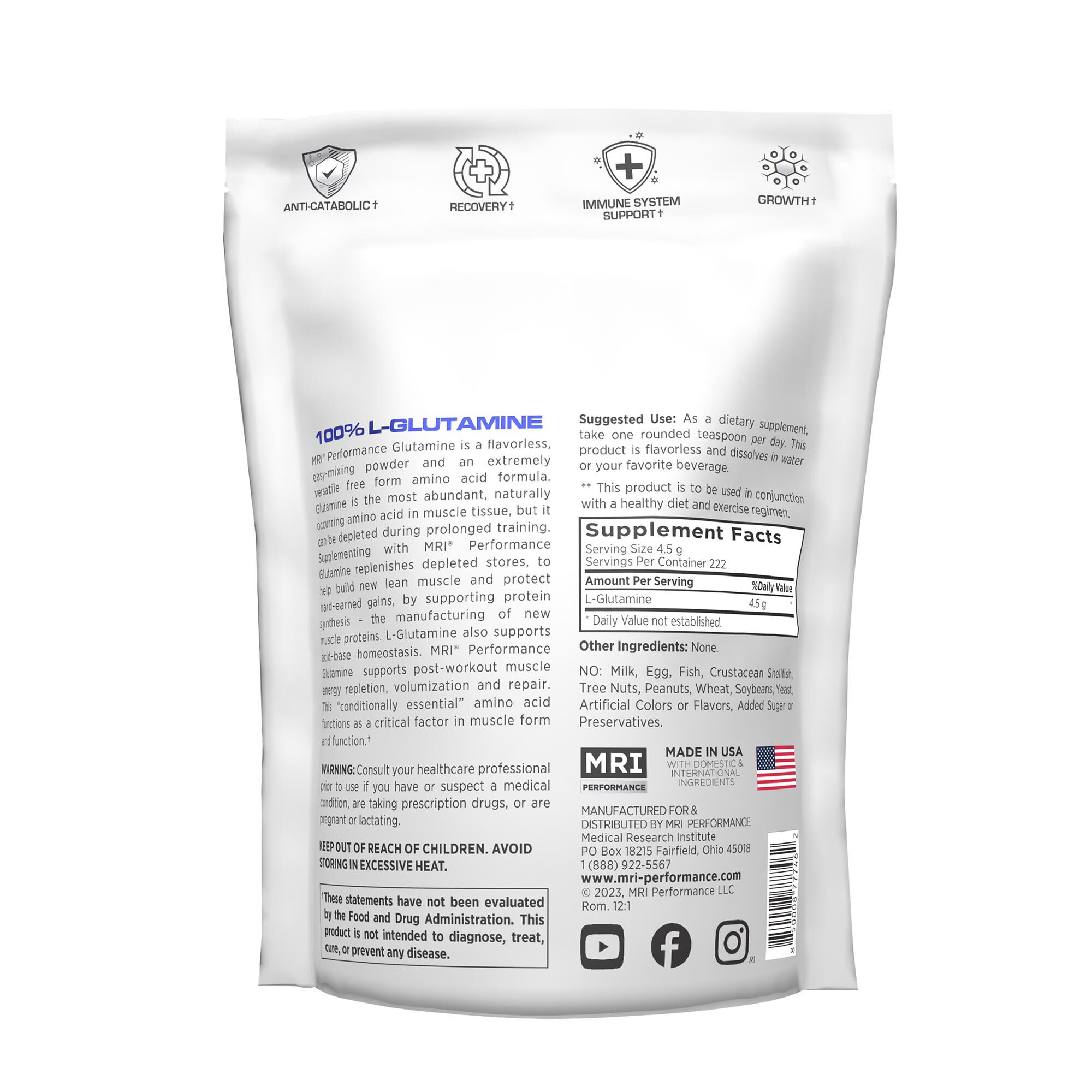 Glutamine Amino Acid - 4.5G (222 Servings)  | GNC