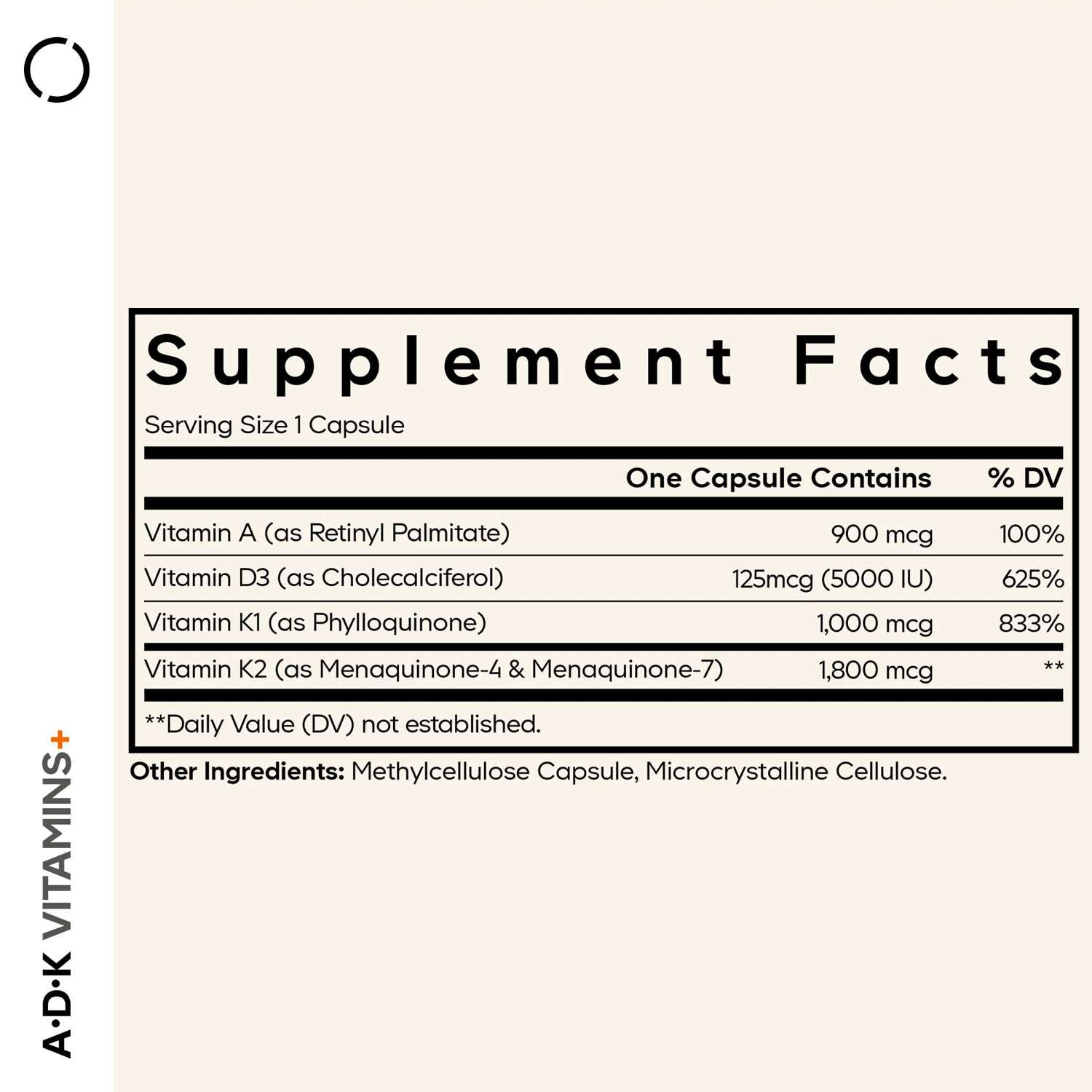 ADK Vitamin Supplement - 180 Capsules (180 Servings)