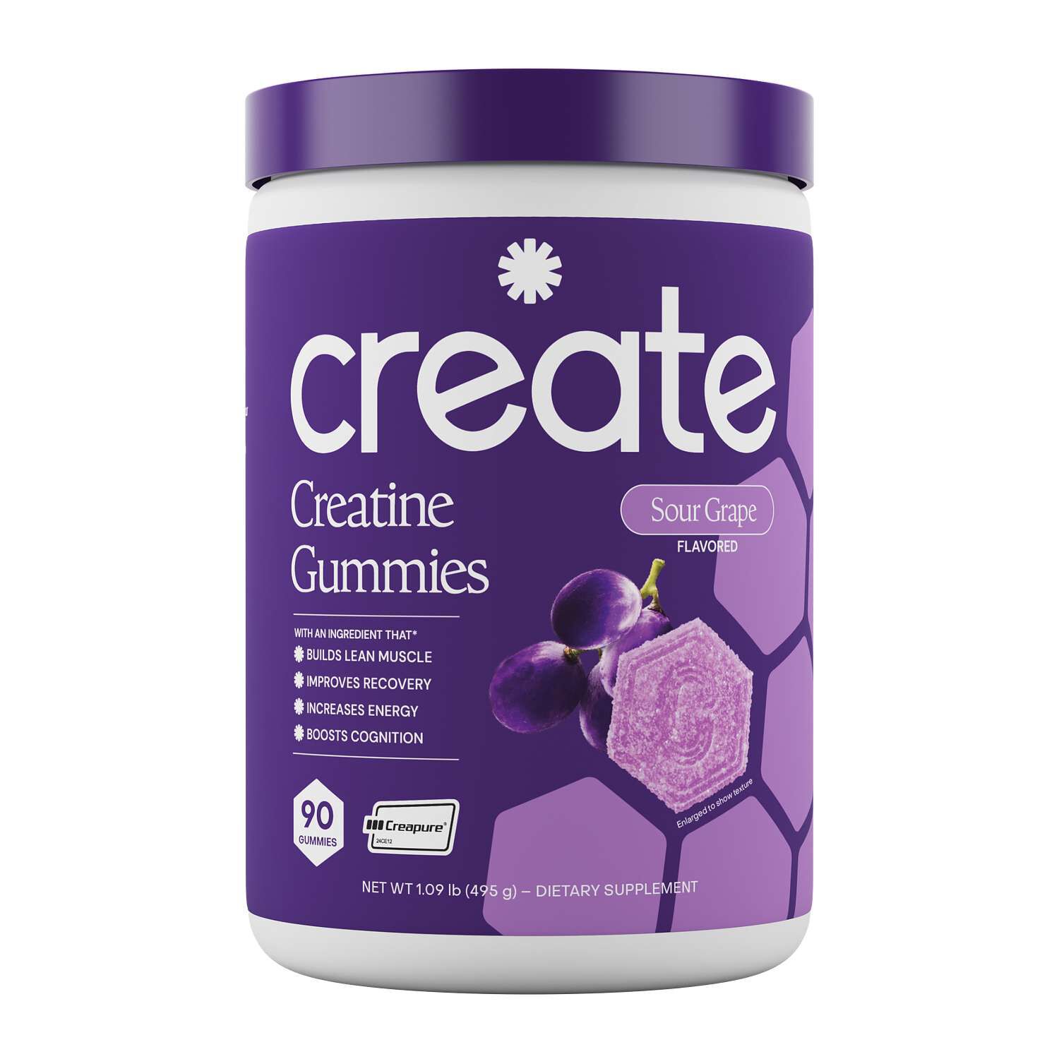Creatine Monohydrate Gummies - Sour Grape - 90 Gummies (30 Servings)  | GNC