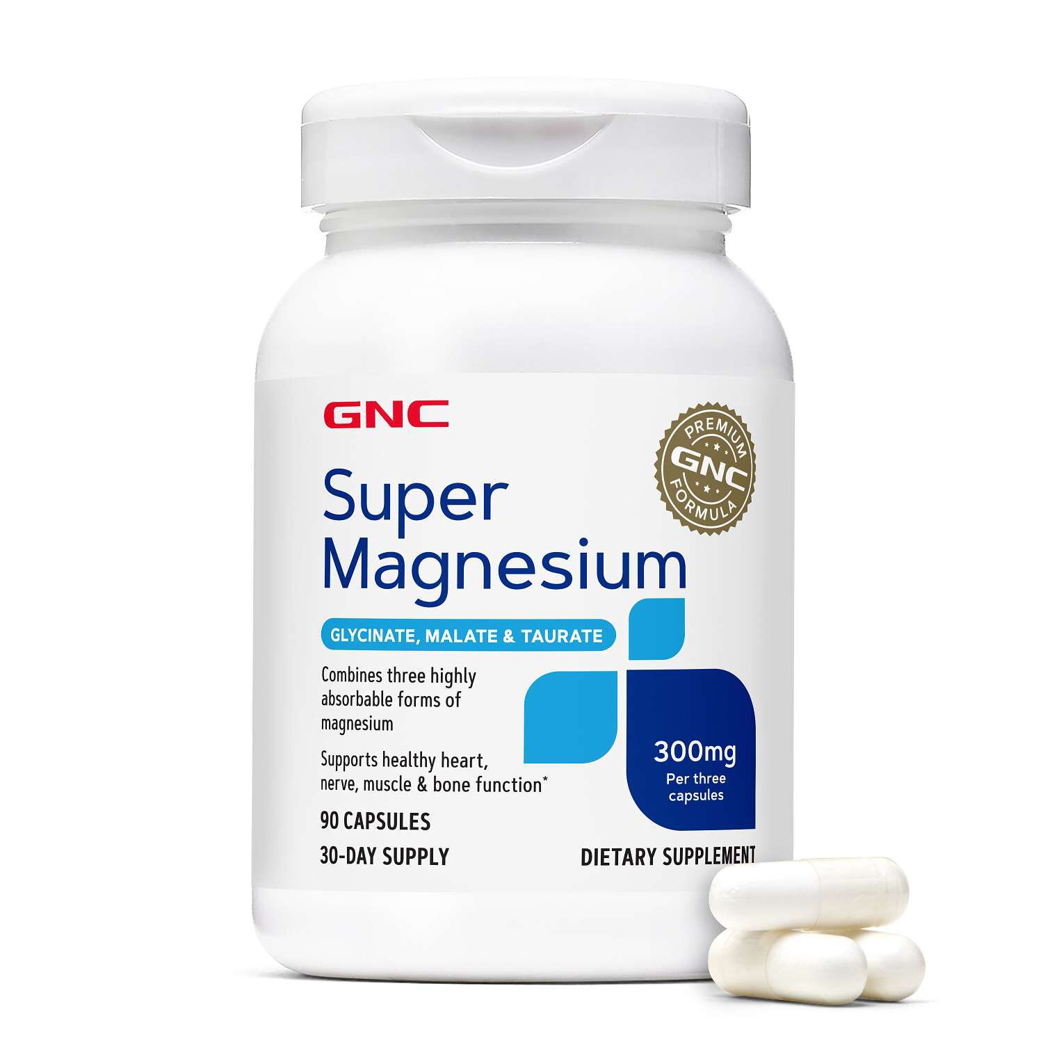 Super Magnesium 300mg - 90 Capsules (30 Servings)  | GNC