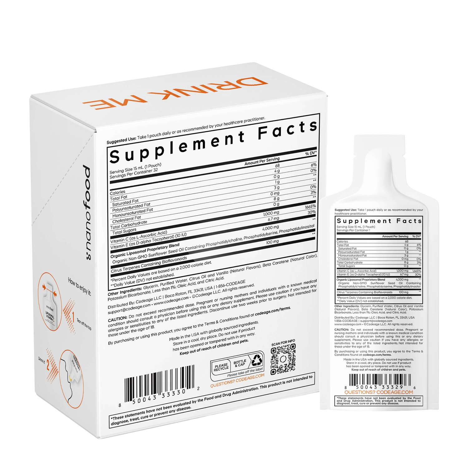 Liposomal Vitamin C Sachet - Citrus Vanilla - 32 Pouches (32 Servings)
