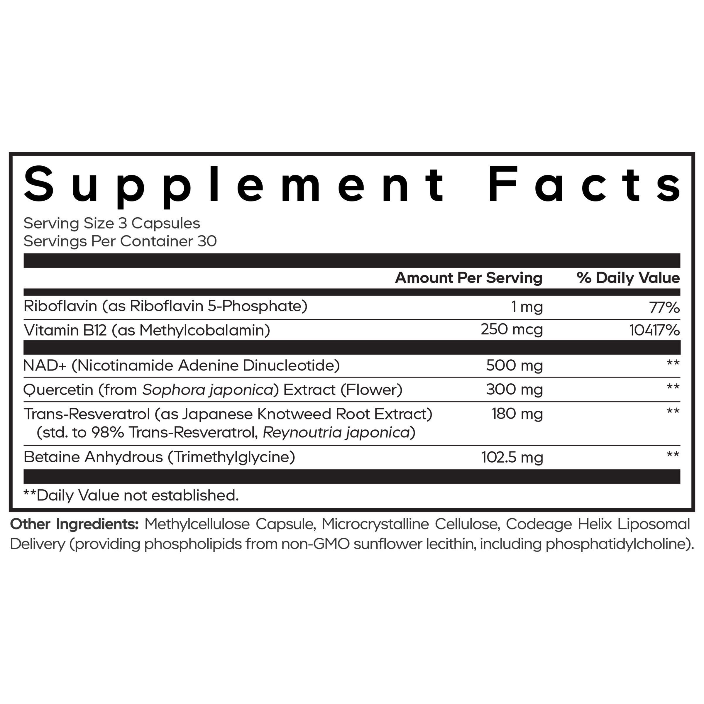 Liposomal NAD+ Ultra - 90 Capsules (30 Servings)  | GNC