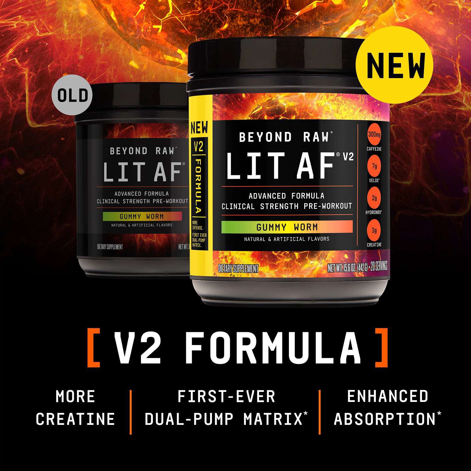 LIT AF&reg; V2 Pre-Workout - Gummy Worm (20 Servings)