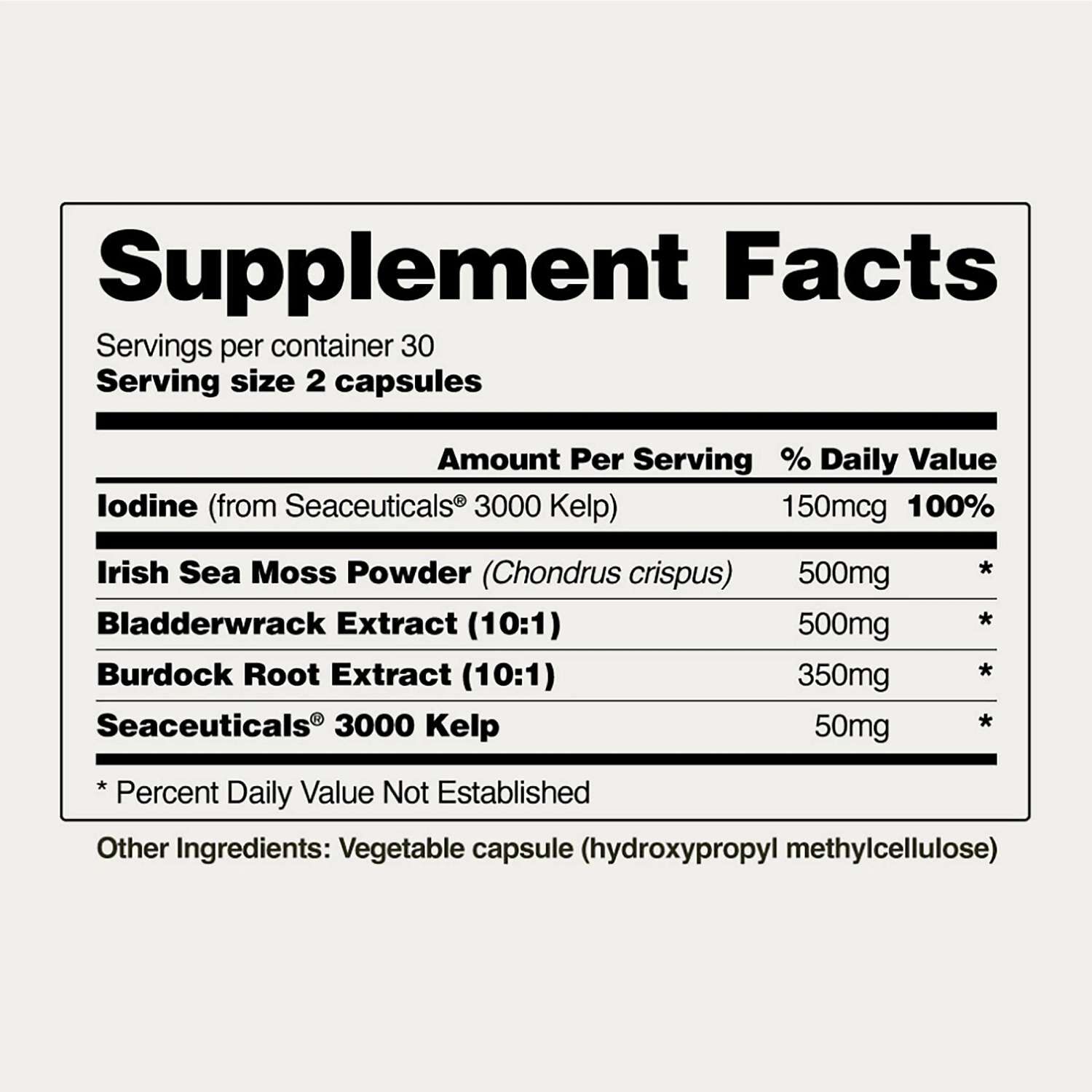 Irish Sea Moss - 60 Capsules (30 Servings)
