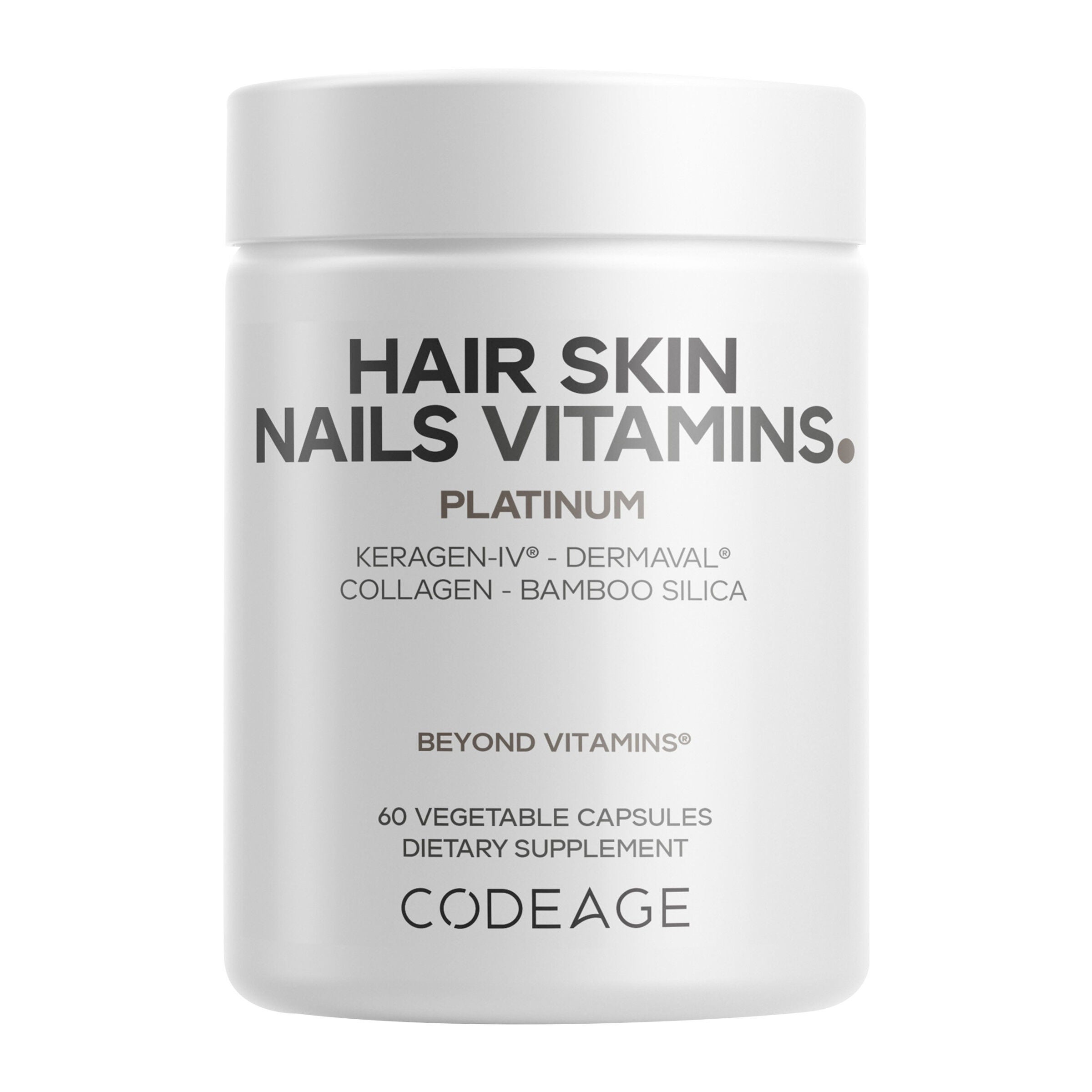 Hair Skin Nails Vitamins - Platinum - 60 Vegetable Capsules (30 Servings) | GNC