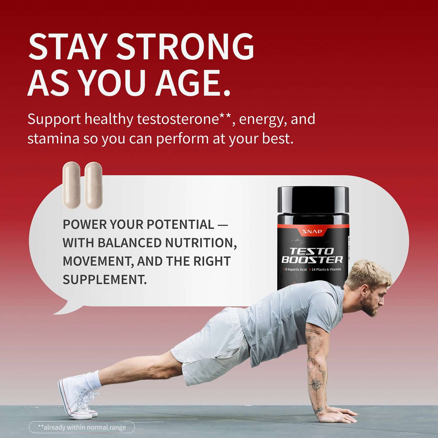 Testo Booster - 60 Capsules (20 Servings)  | GNC