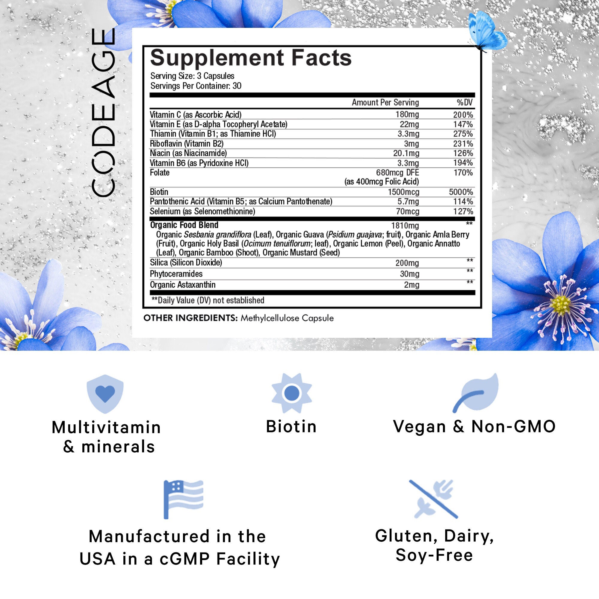 Beauty Tonic - Vegan Multivitamins - Biotin - Astaxanthin &amp; Organic Blend - 90 Capsules (30 Servings)  | GNC