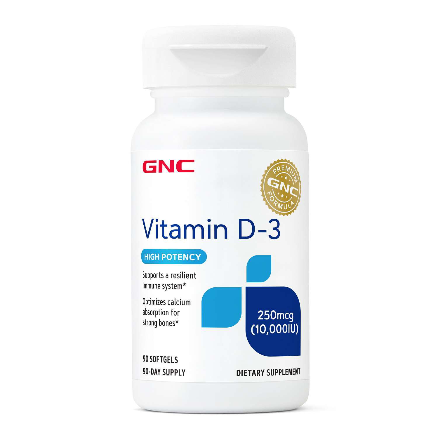 Vitamin D-3 - 250mcg (10,000 IU) - 90 Softgels (90 Servings)  | GNC