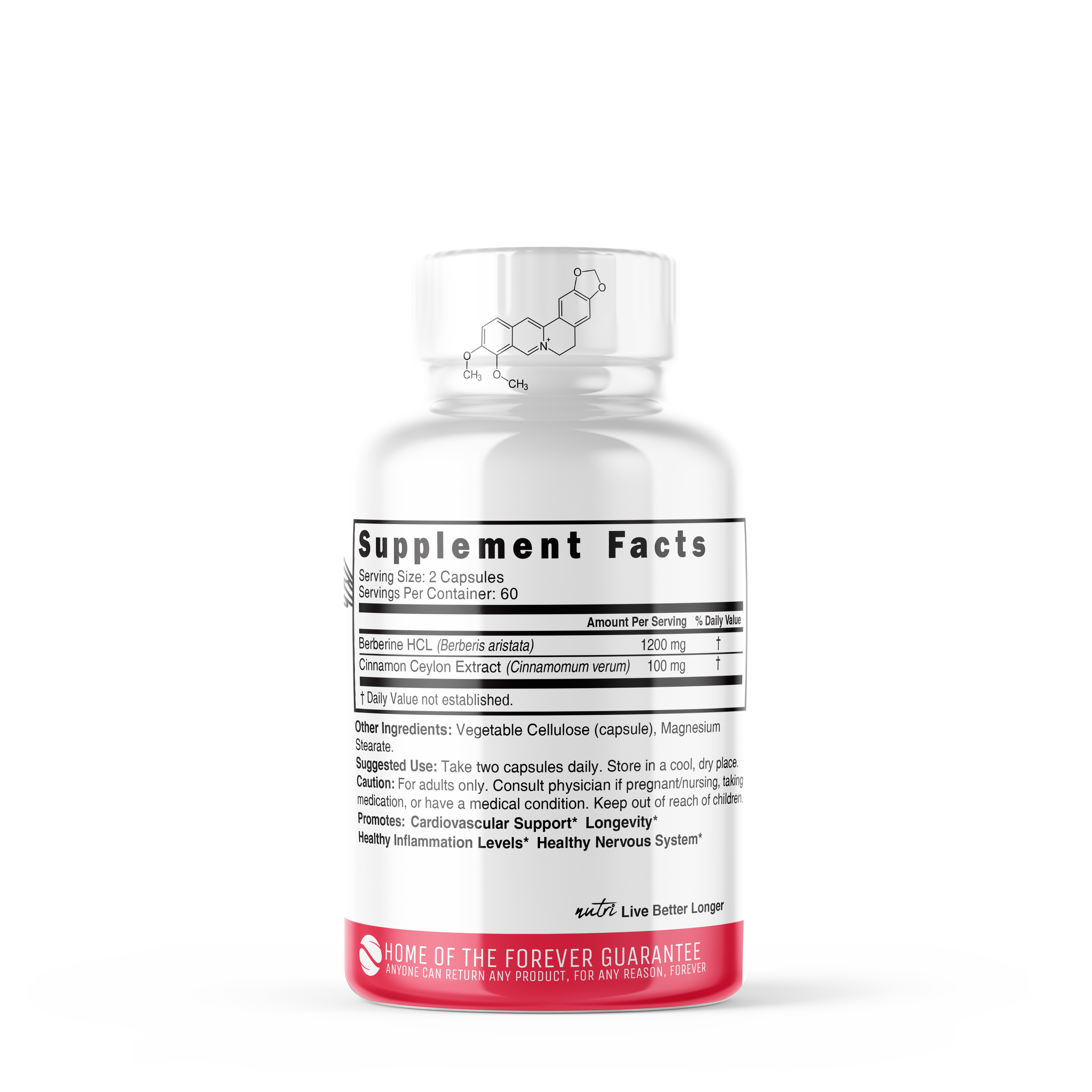 Berberine Plus 1300mg - 60 Vegan Capsules (60 Servings)  | GNC