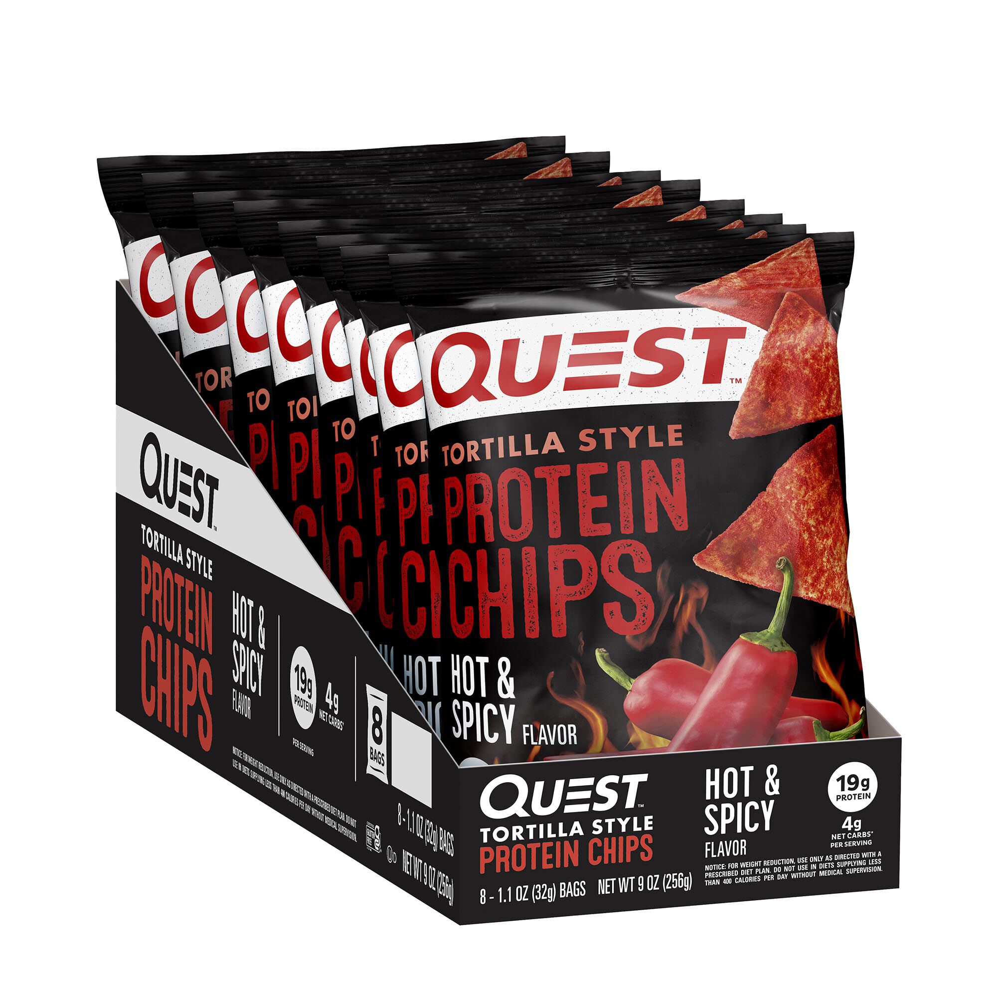 Tortilla Style Protein Chips - Hot & Spicy (8 Bags) | GNC