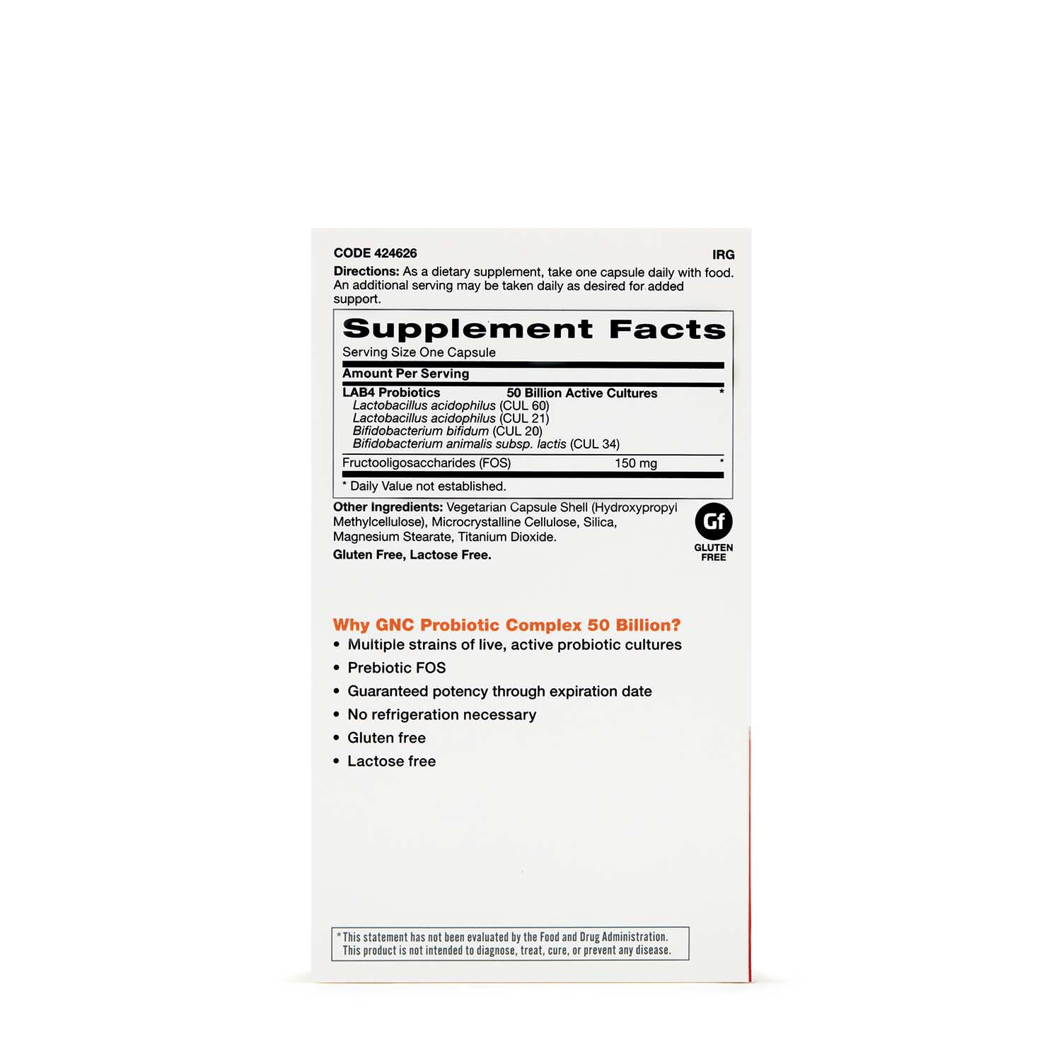 Probiotic Complex Daily Need 50 Billion CFUs - 30 Capsules &#40;30 Servings&#41;  | GNC