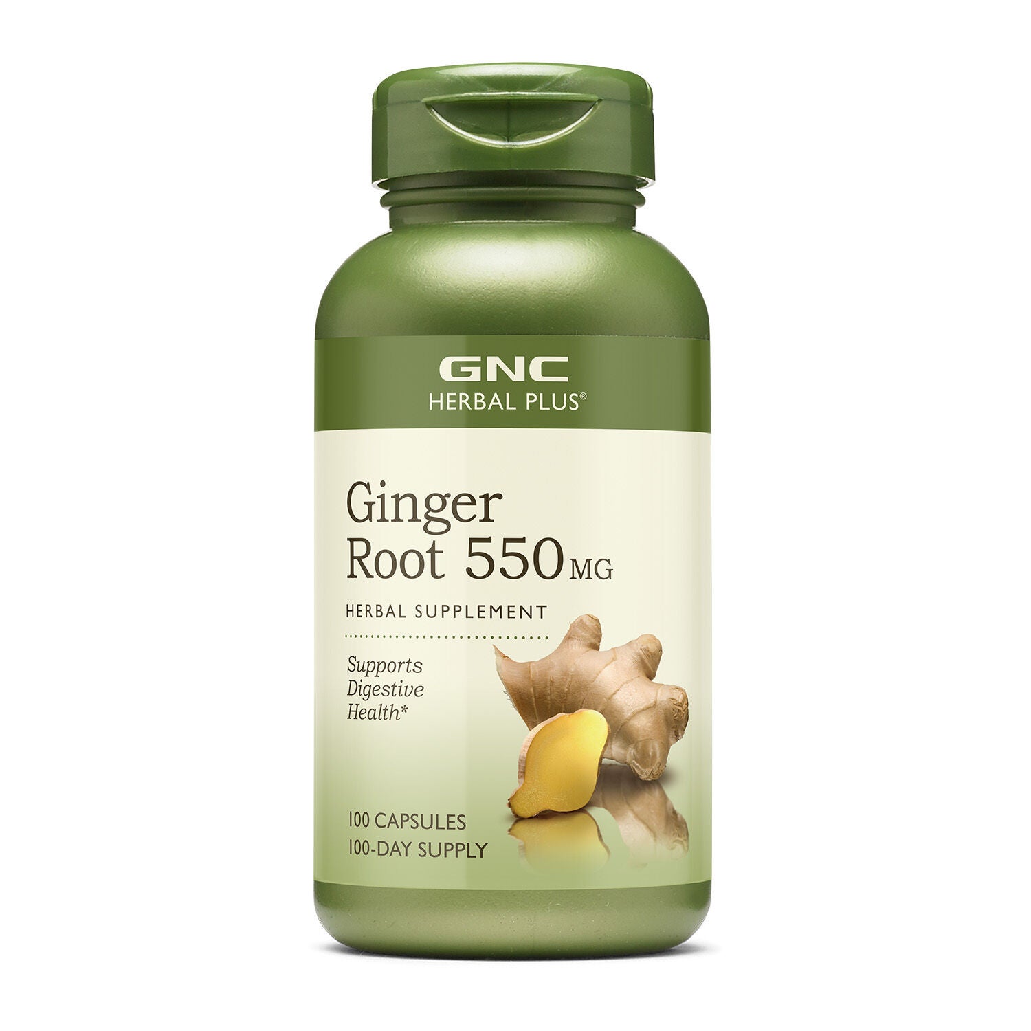 GNC Herbal Plus Ginger Root 550Mg - 100 Capsules (100 Servings)